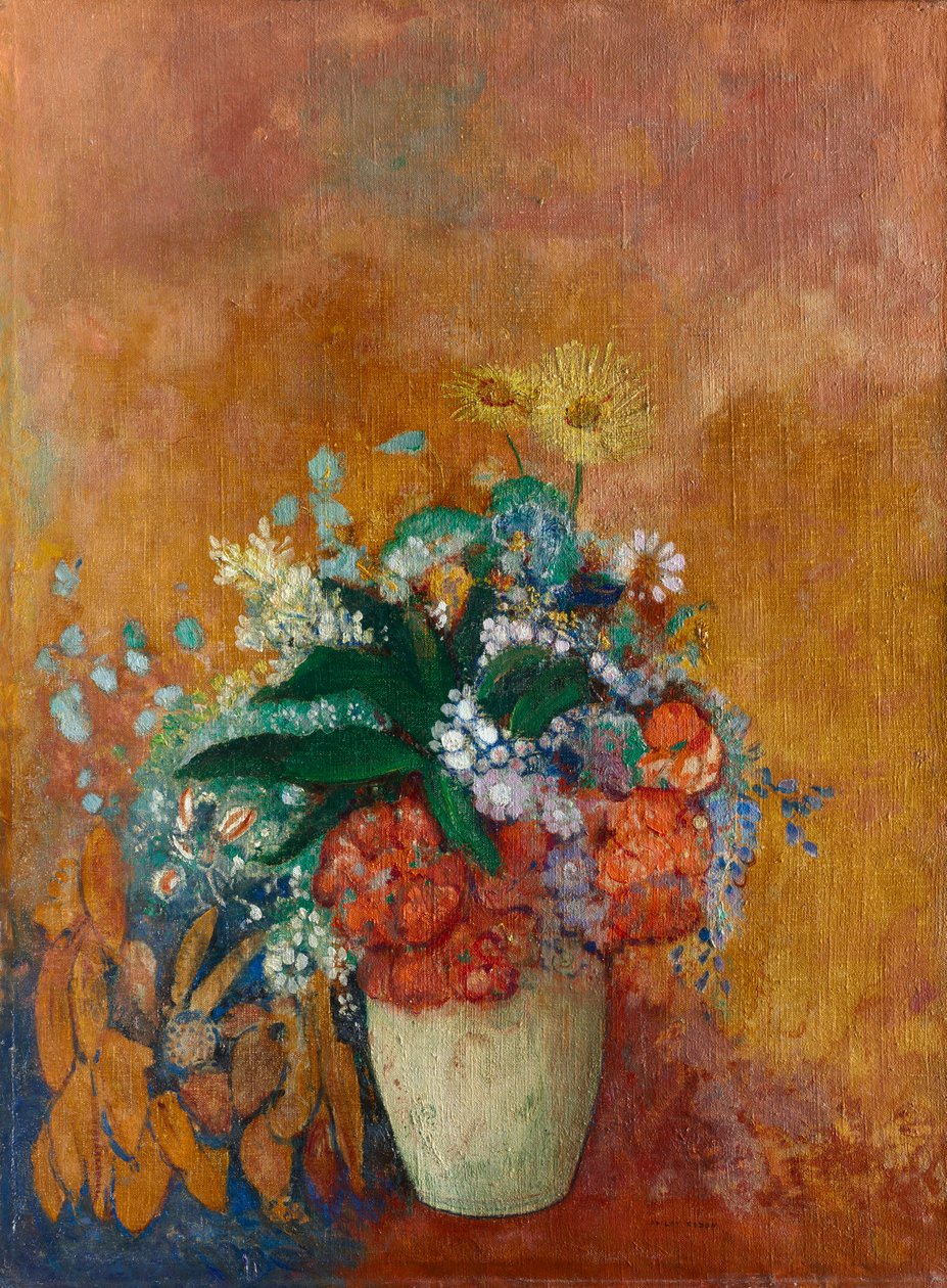花瓶花c。 1905年。 作者 奥迪隆·雷顿（Odilon Redon）