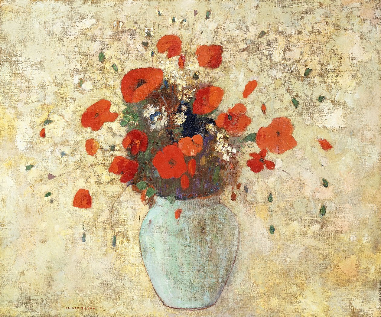罂粟花花瓶；花瓶罂粟，1905-09年 作者 奥迪隆·雷顿（Odilon Redon）