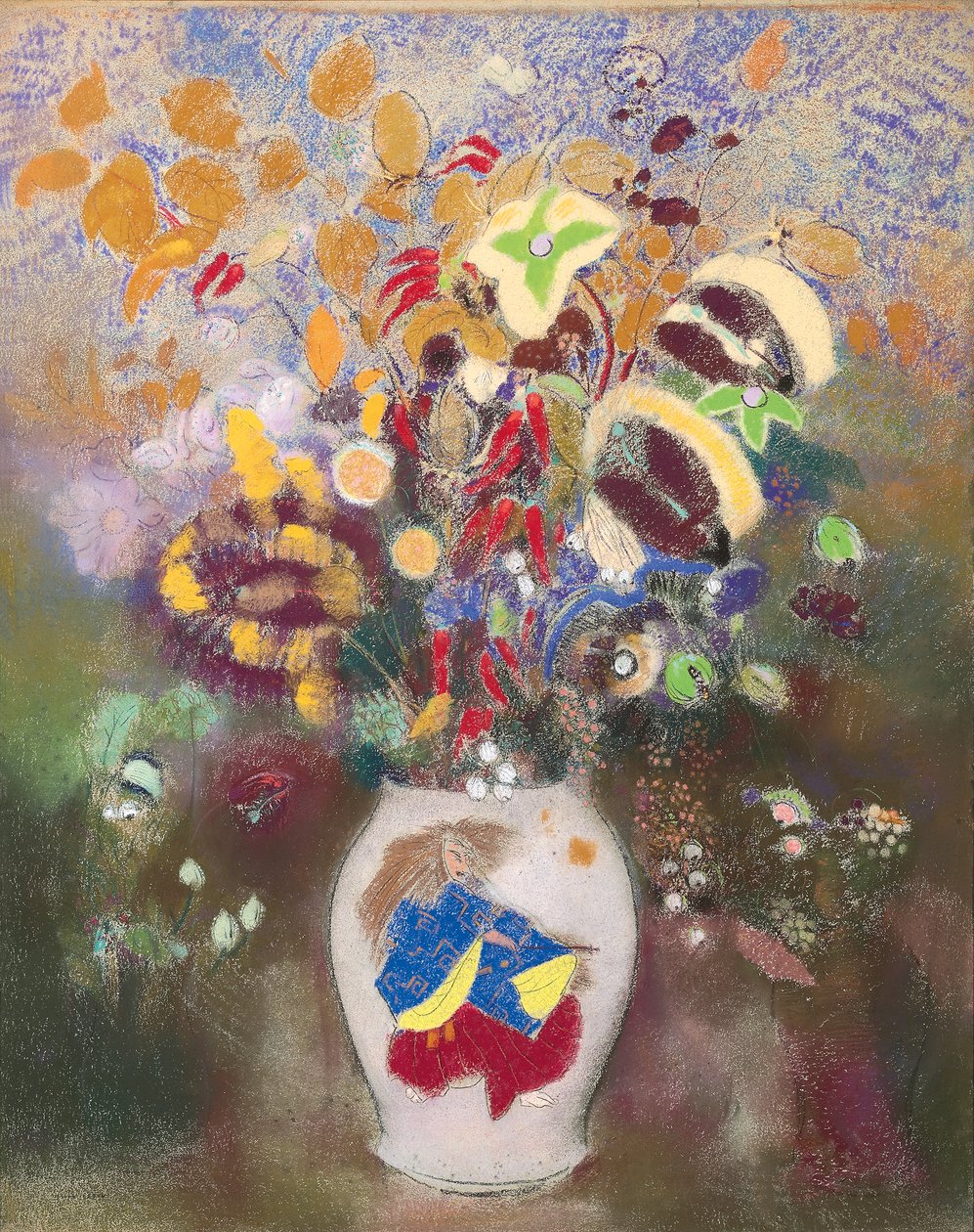 1905-1908年与日本武士的花瓶 作者 奥迪隆·雷顿（Odilon Redon）