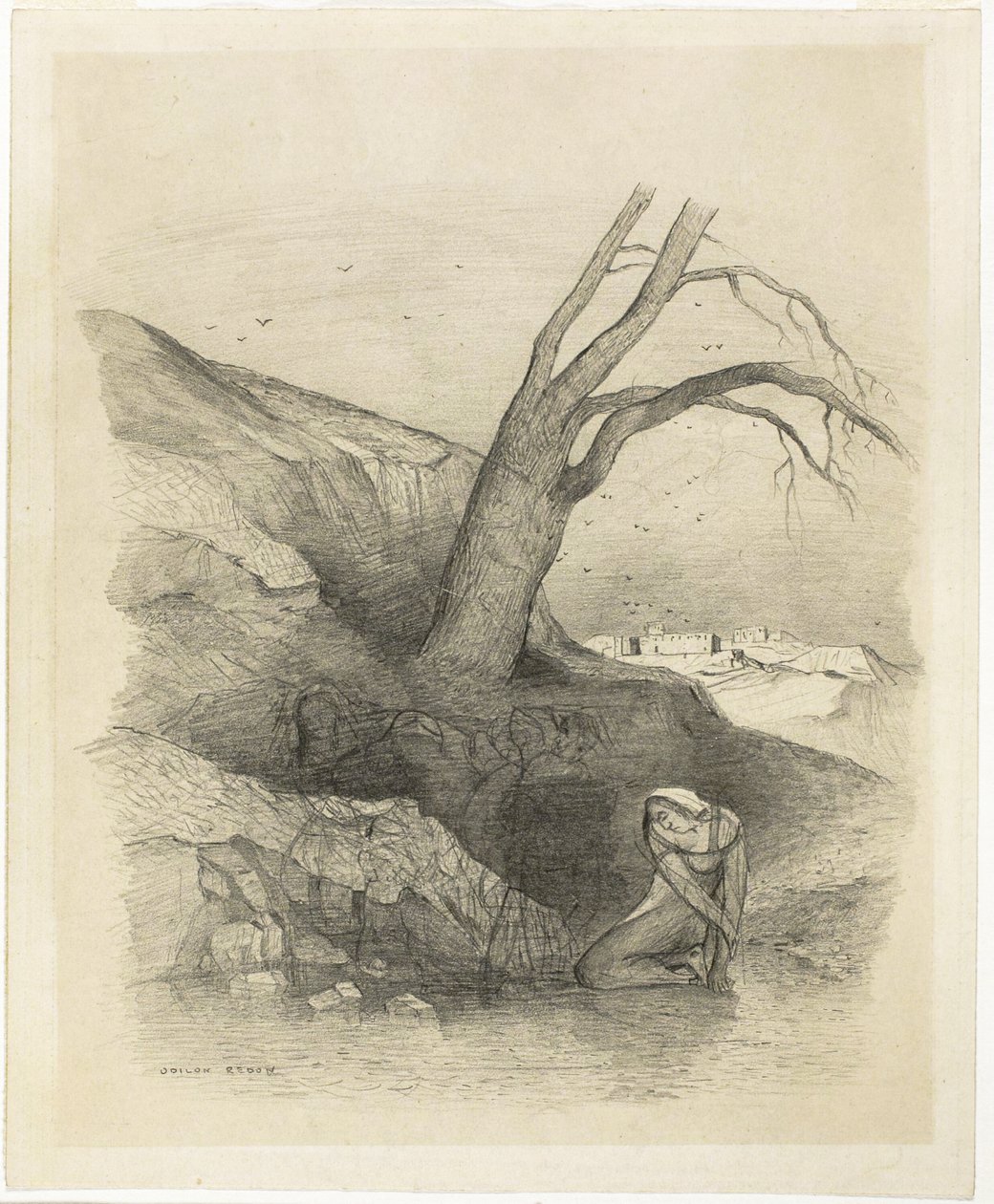 跪着的女人 作者 奥迪隆·雷顿（Odilon Redon）