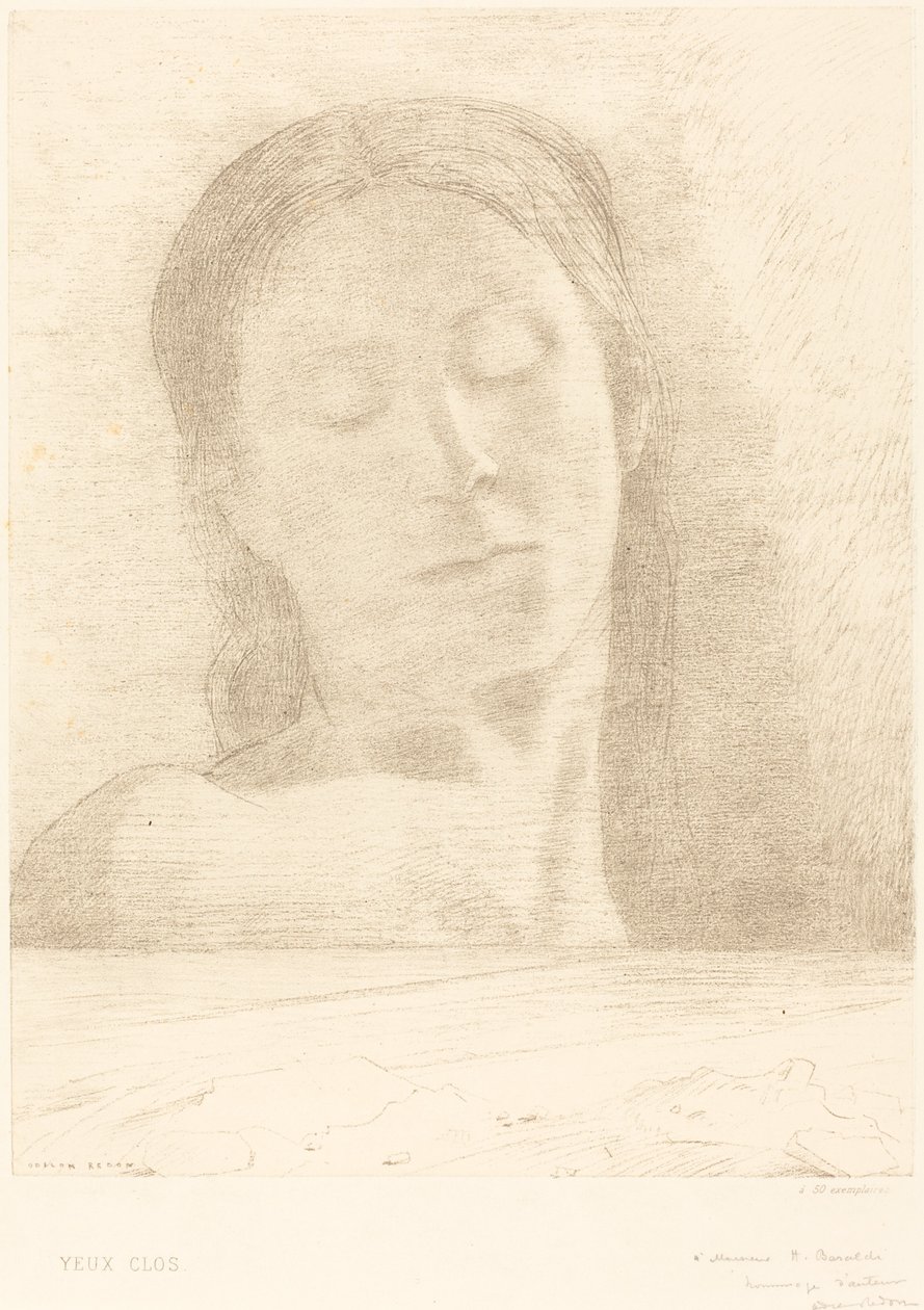 闭上眼睛》（Yeux Clos）。 作者 奥迪隆·雷顿（Odilon Redon）