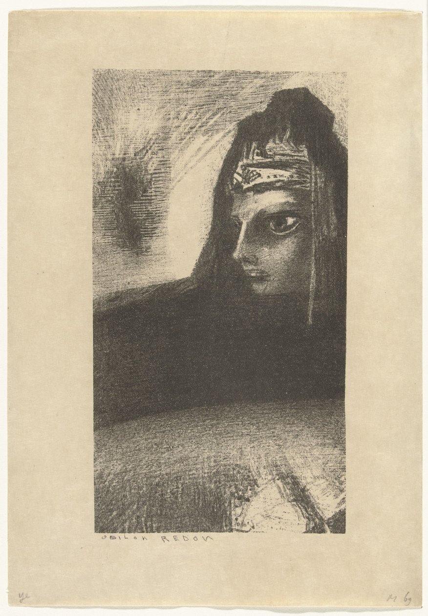 黑色斯芬克斯 黑色上衣 作者 奥迪隆·雷顿（Odilon Redon）