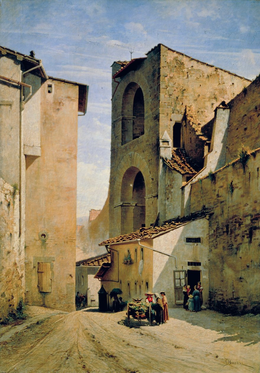 古老的平蒂门，约 1880 年（布面油画） 作者 奥多亚多·波拉尼（Odoardo Borrani）