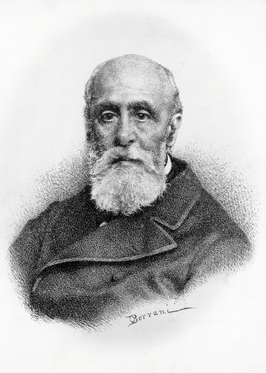 意大利诗人和爱国者乔瓦尼·鲁菲尼（Giovanni Ruffini，1807-1881 年）的肖像，奥多阿尔多·博拉尼（Odoardo Borrani，1833-1905 年）绘画后的版画 作者 奥多亚多·波拉尼（Odoardo Borrani）
