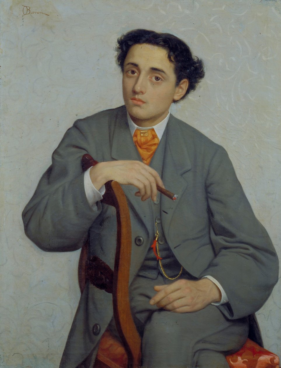 一位年轻人的肖像，约 1865-66 年（布面油画） 作者 奥多亚多·波拉尼（Odoardo Borrani）