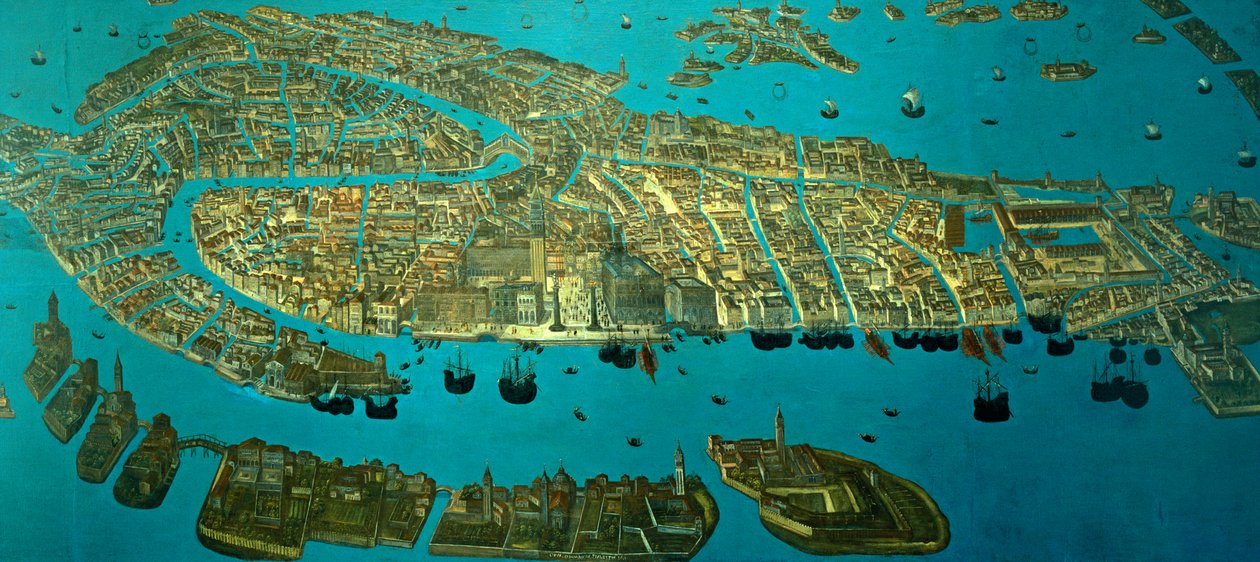 威尼斯平面图（纸面水彩画） 作者 奥多亚多·菲亚莱蒂（Odoardo Fialetti）