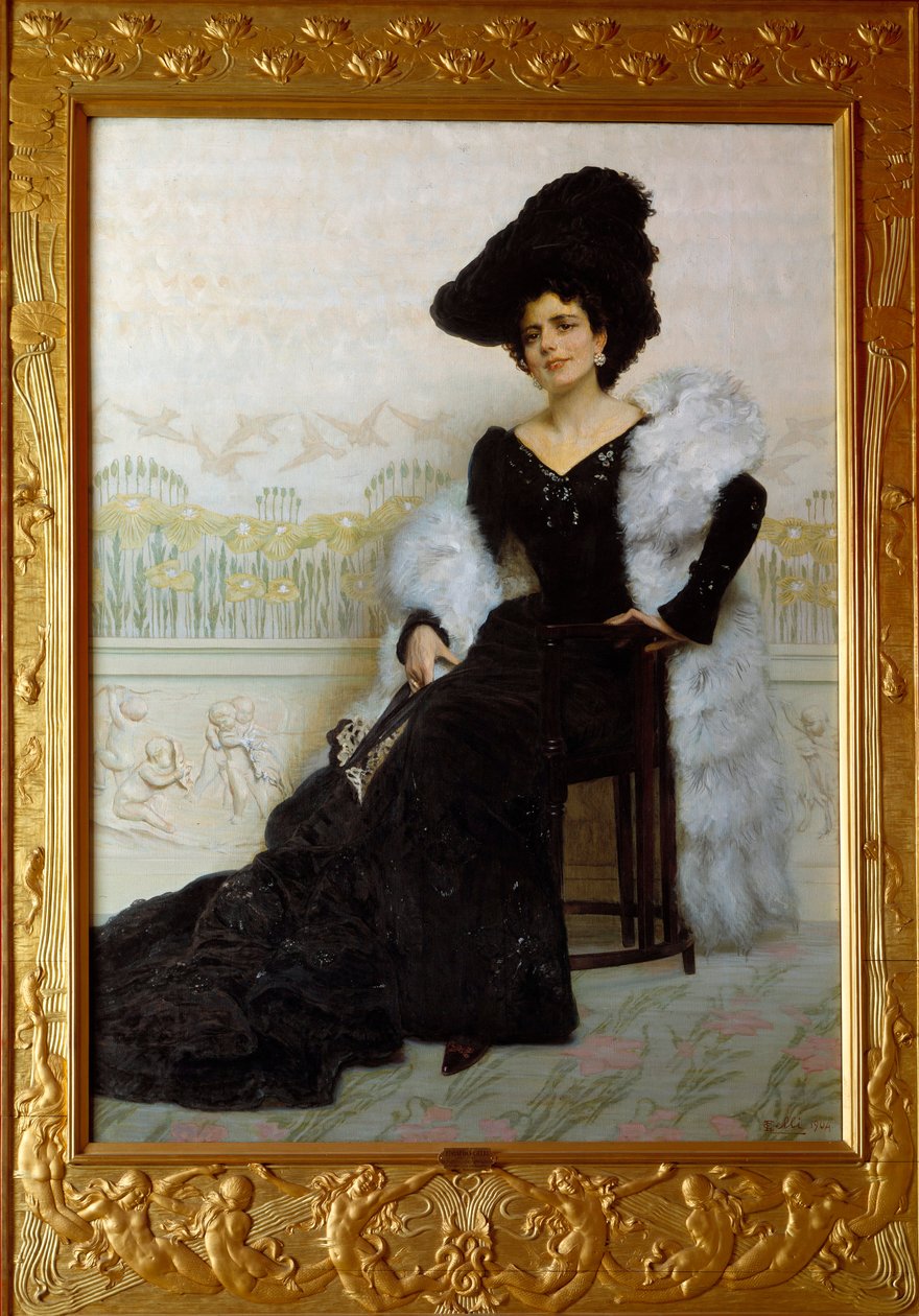 阿格利亚诺夫人的画像。 Edoardo Gelli (1852-1933) 的绘画，它。 作者 奥多亚多·格里（Odoardo Gelli）