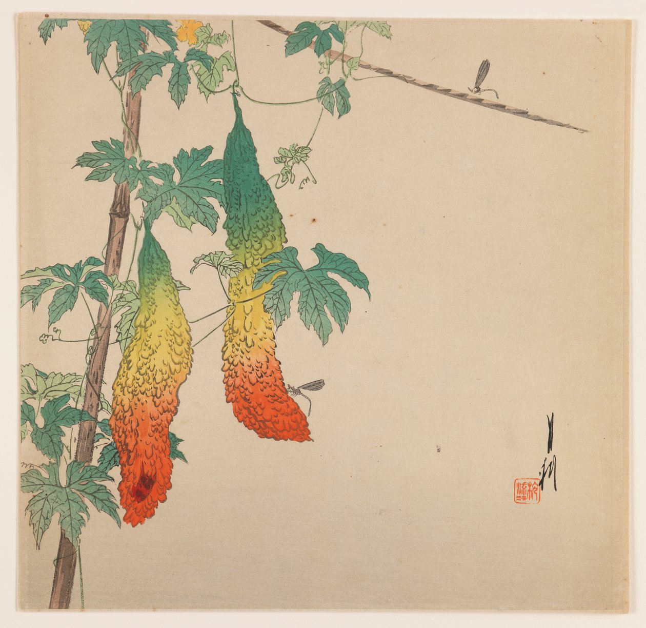 葫芦和黄蜂，1890-1910（木版彩色印刷） 作者 绪方壁虎