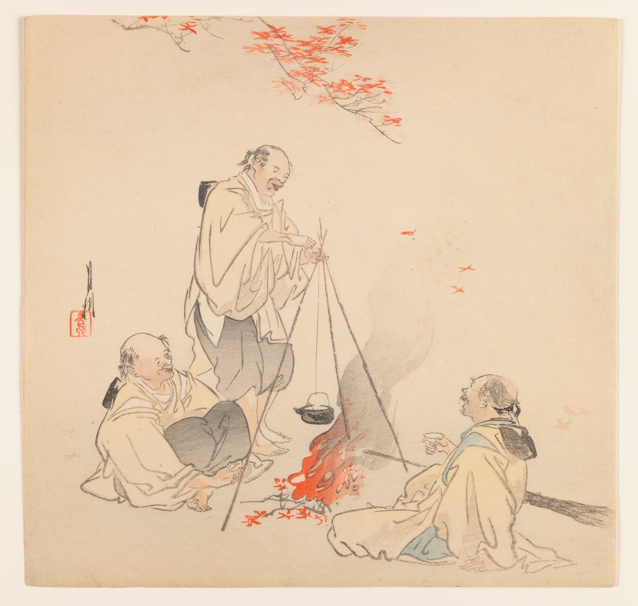 秋天的火人，1890-1910（木刻彩色印刷品） 作者 绪方壁虎
