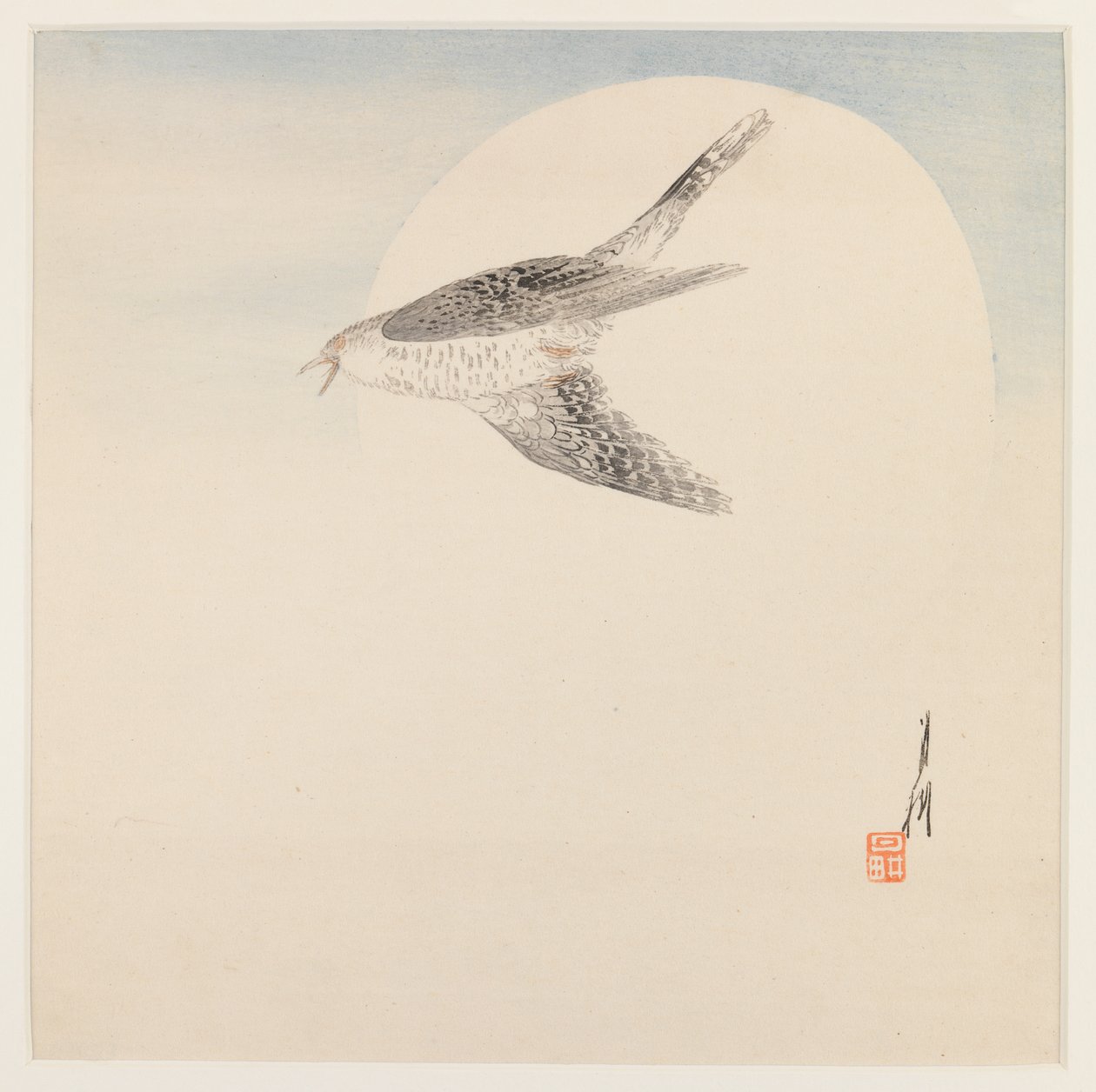 夜莺飞行，1890-1910（木版彩色印刷） 作者 绪方壁虎