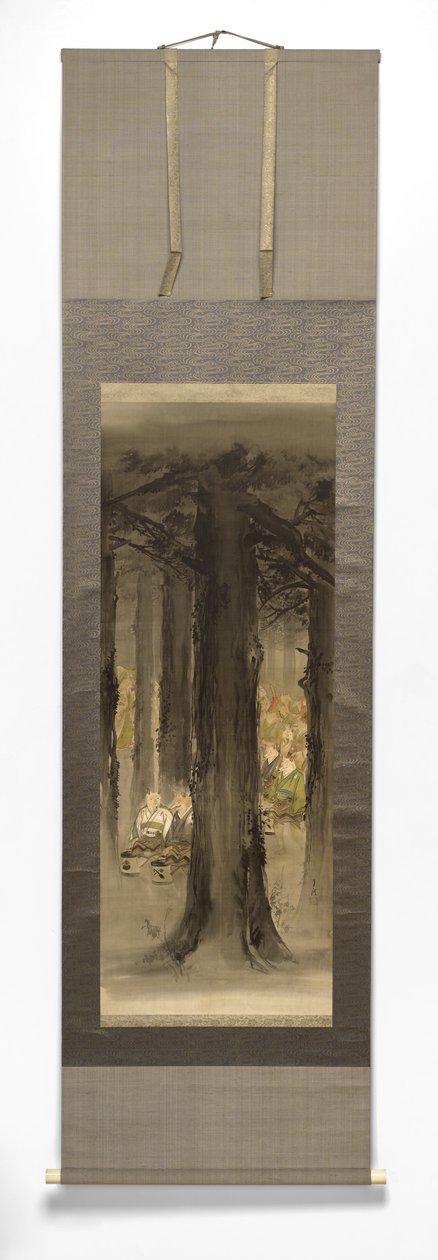 19世纪初至20世纪初，Kitsune No Yomeiri（狐狸的婚礼）（用象牙辊在绢纸上着墨） 作者 绪方壁虎