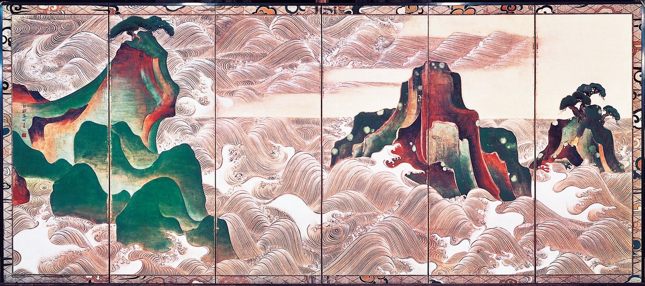 松岛的海浪，绪方康仁（1658-1716）的六幅屏风 作者 绪方光琳