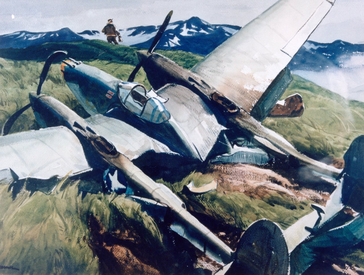 坠落，阿留申群岛》，1943年 作者 奥格登·明顿·普莱斯纳