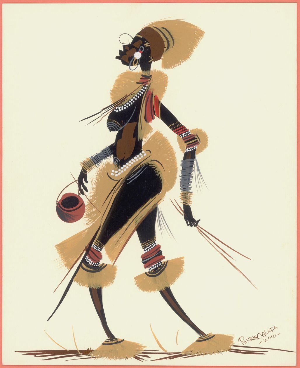 2010年的女人回归（纸上油画） 作者 Oglafa Ebitari Perrin