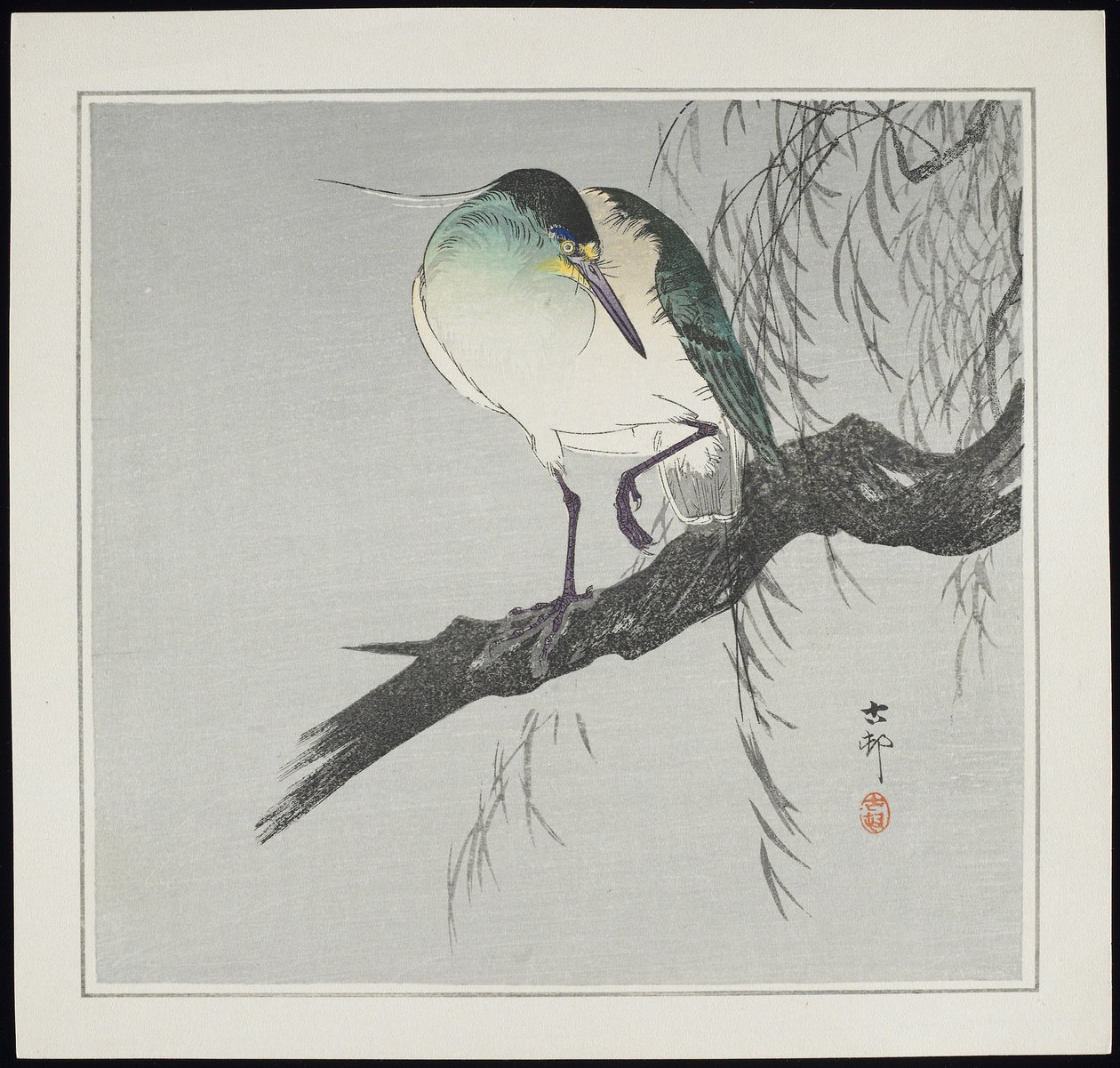 苍鹭在分支上，1912年以前 作者 大原功臣