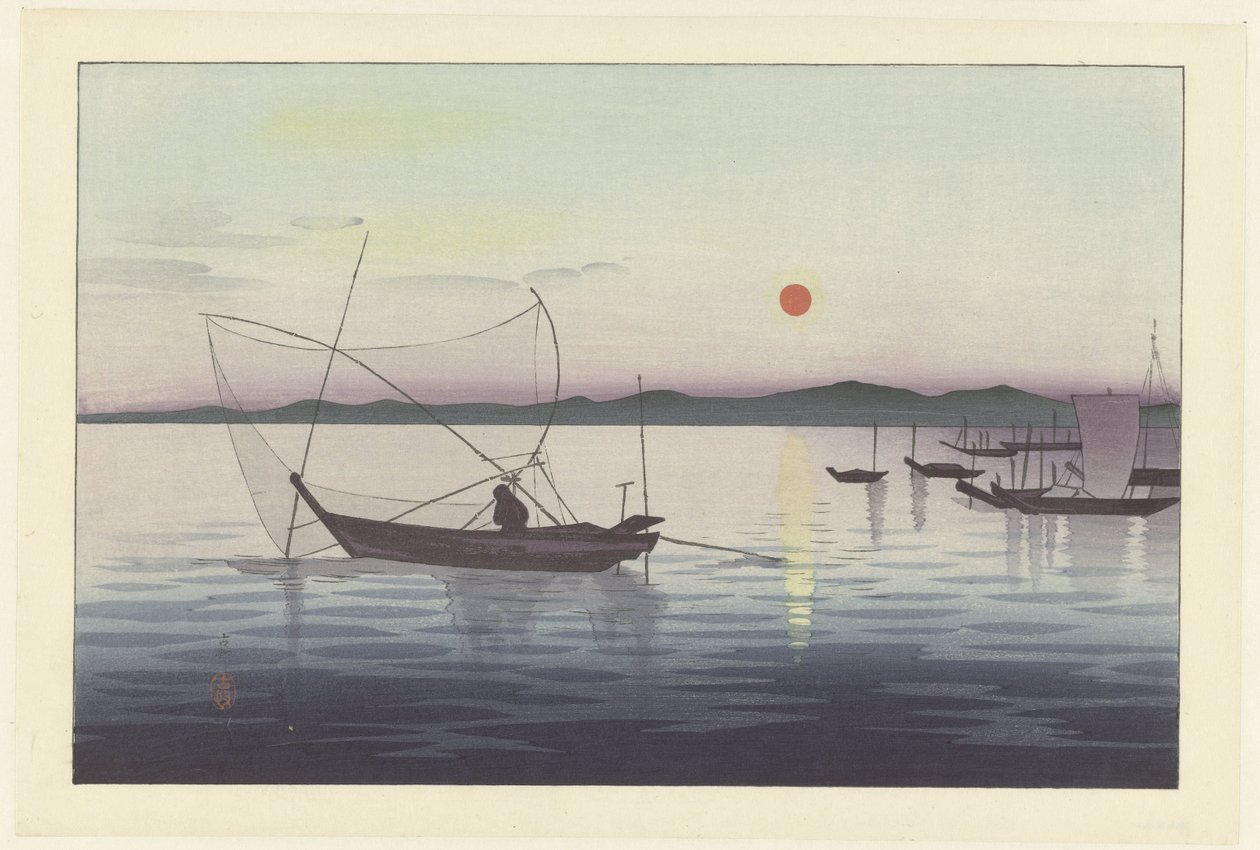 小船和夕阳 作者 大原功臣