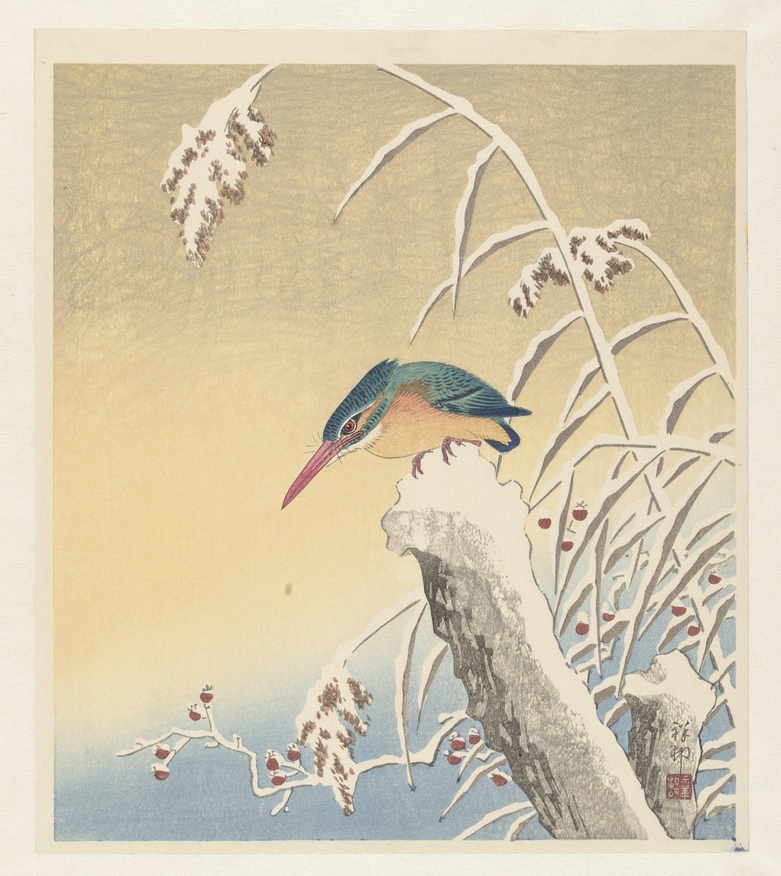 雪中翠鸟 作者 大原功臣