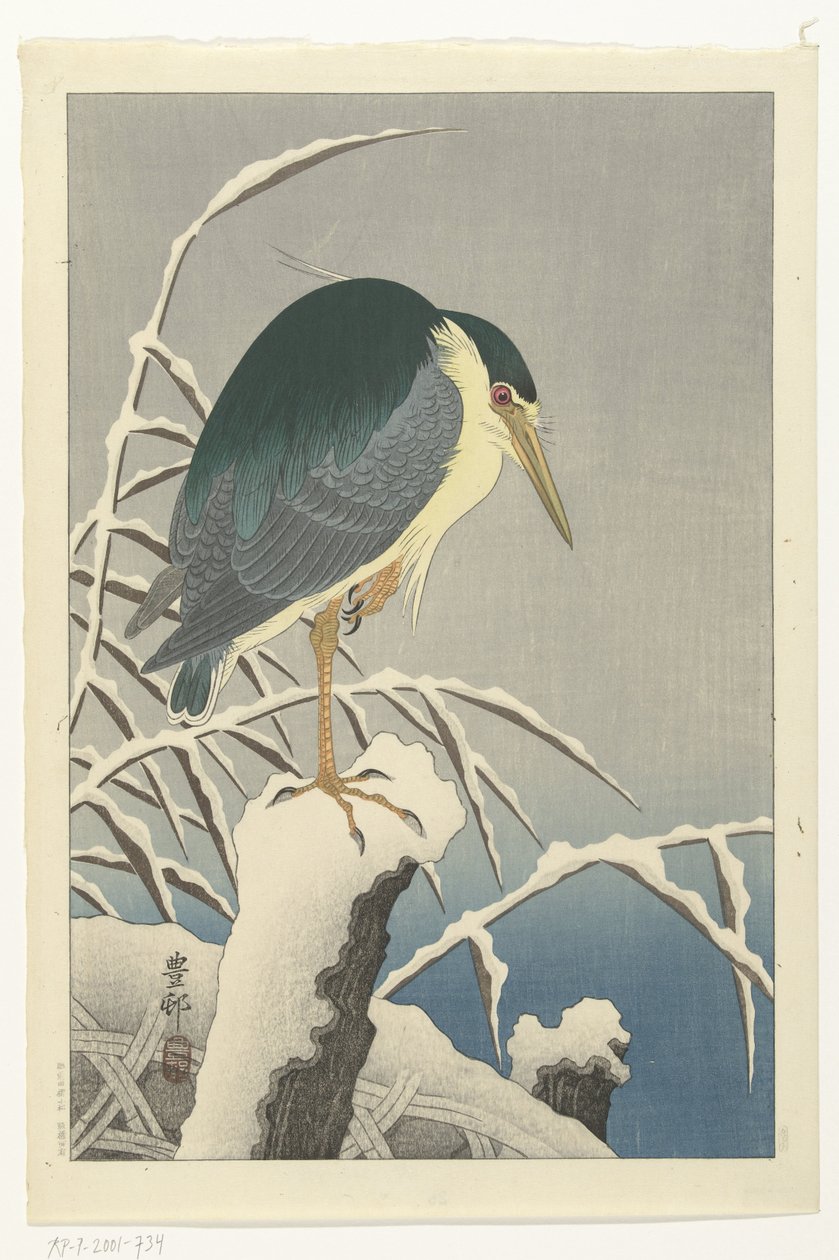 雪中苍鹭 作者 大原功臣