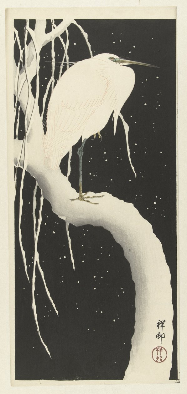雪中苍鹭 作者 大原功臣
