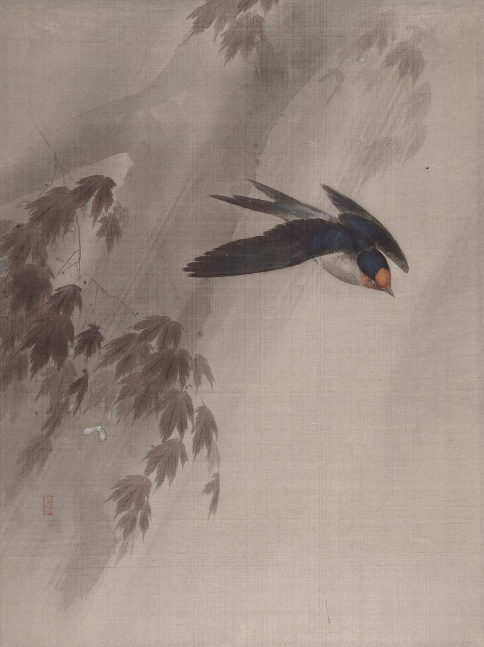 雨中的燕子》，约1891-92。 作者 冈田百胜