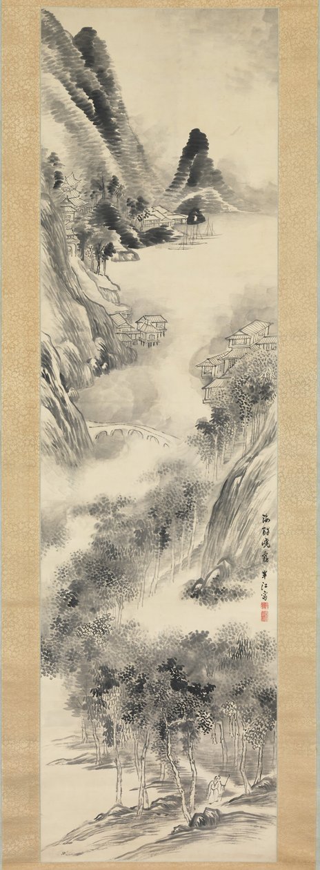 海边的薄雾黎明，19世纪。 作者 冈田阪子