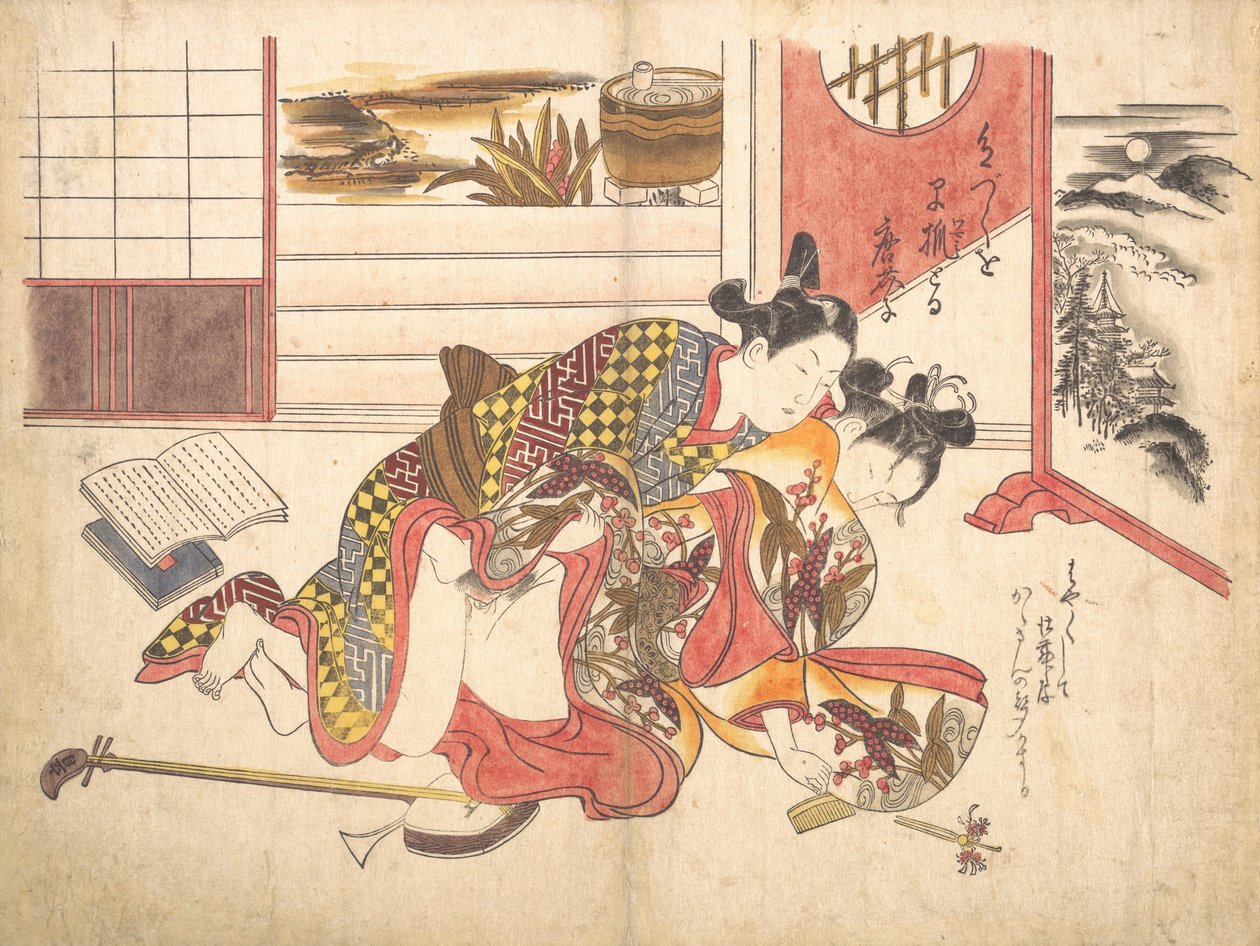 卧室场景，约1739年，约1739年。 作者 奥村昌信
