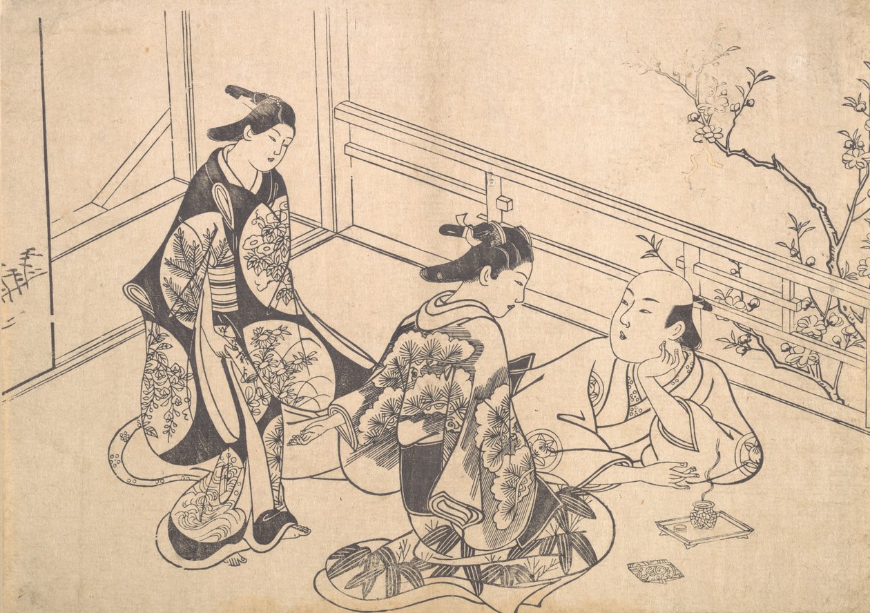 演员 Ichimura Takenojo 躺在阳台上，约1715年，约1715年。 作者 奥村昌信