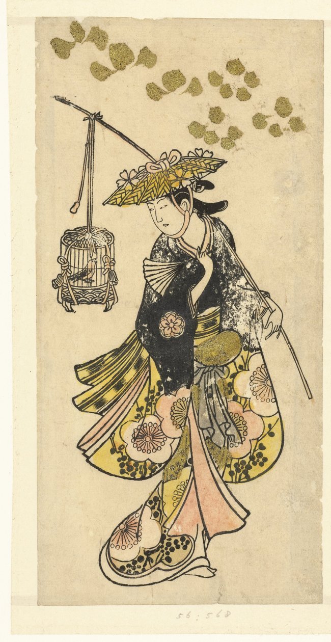 带鸟笼的年轻女子 作者 奥村俊信（出自）