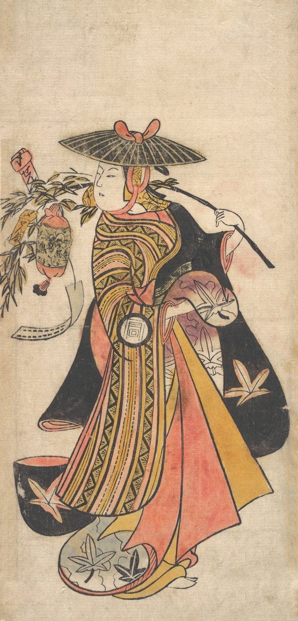 演员Sanogawa Ichimatsu 1722-1763在七夕节期间扮演宫女，约...，约1730年。 作者 奥村俊信