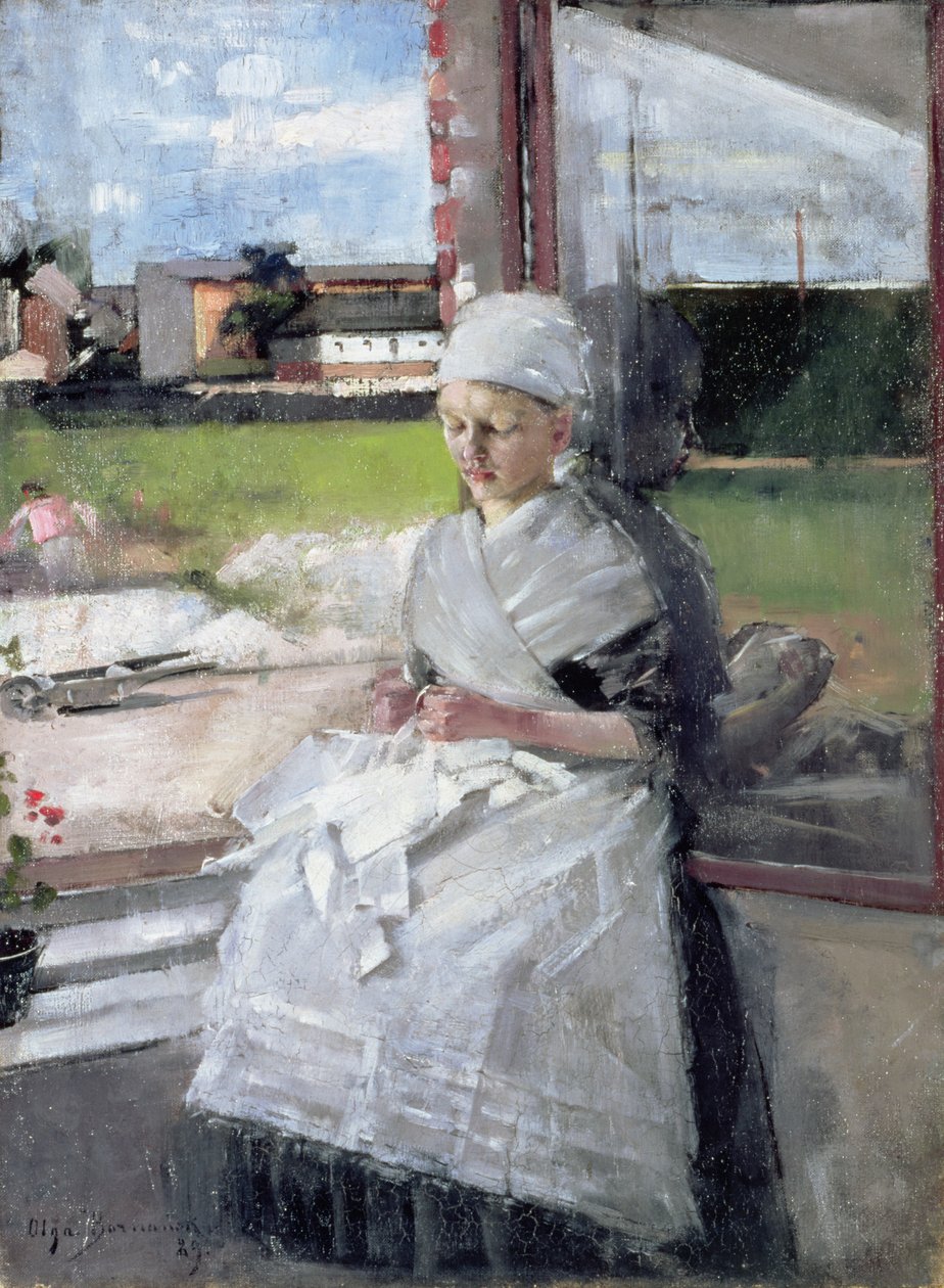 布列塔尼女孩，1889年布面油画 作者 奥尔加·博兹南斯卡