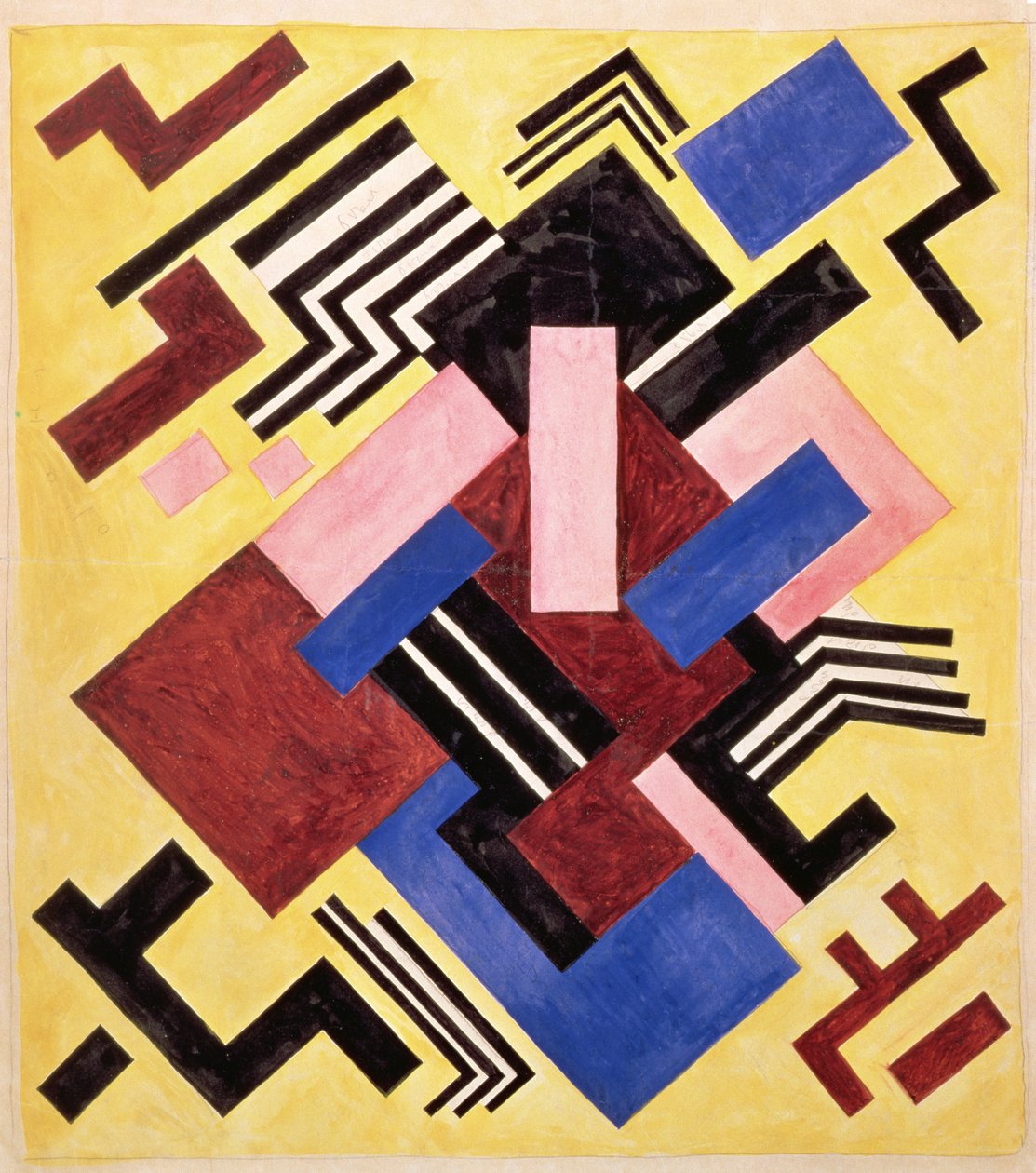 画报建筑，1916年（纸上水粉） 作者 奥尔加·罗扎诺娃（Olga Rozanova）
