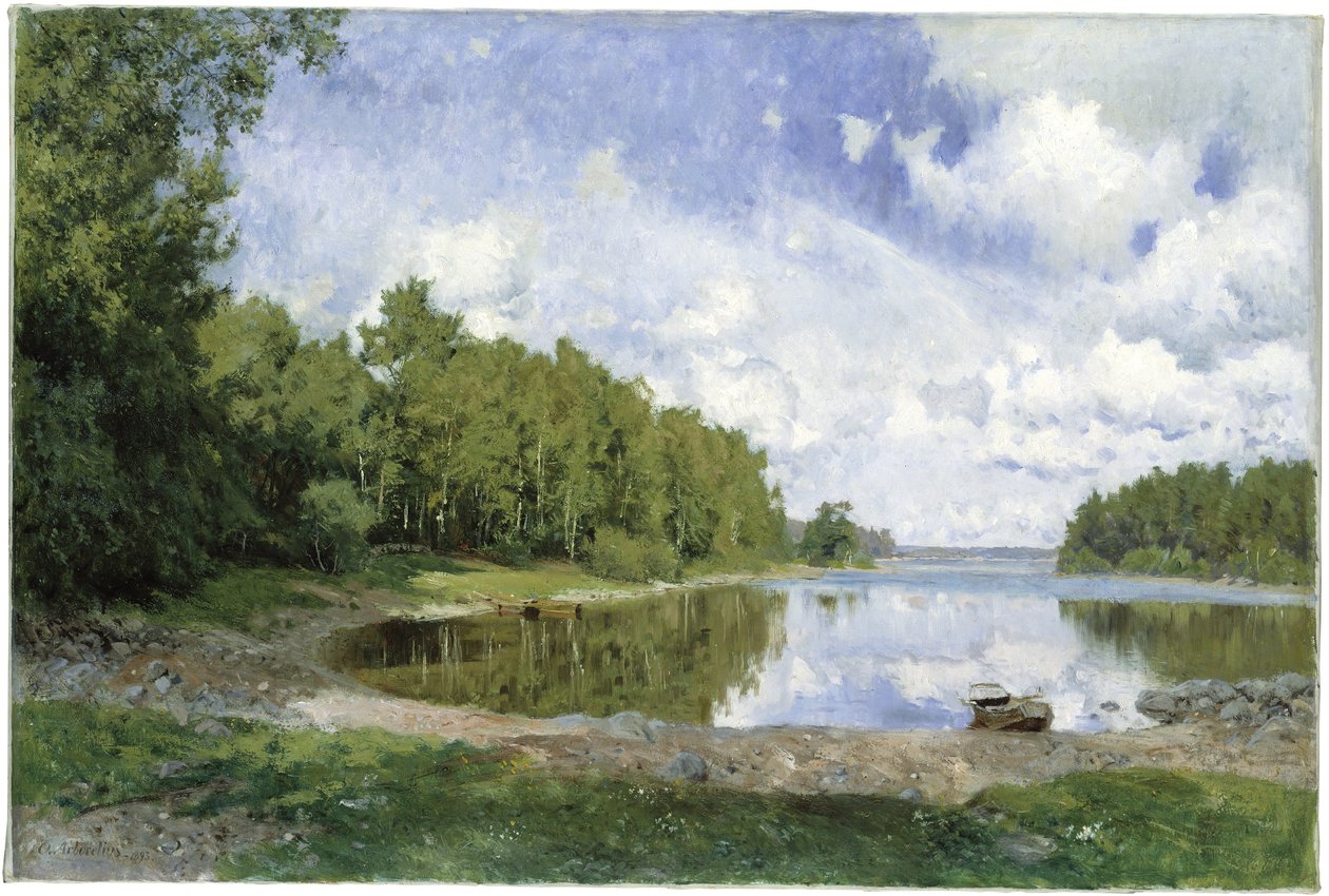 在Engelsberg，Vastmanland，1893年的湖景 作者 奥洛夫·珀·乌尔里克·阿伯雷留斯