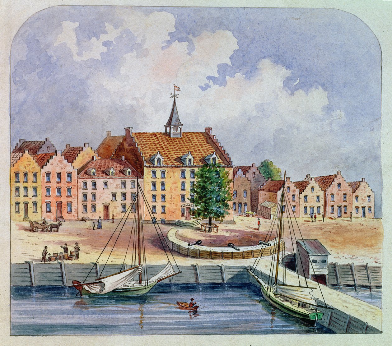 1679年，纽约Stadthuys，1679年（纸上写着） 作者 威廉·奥兰