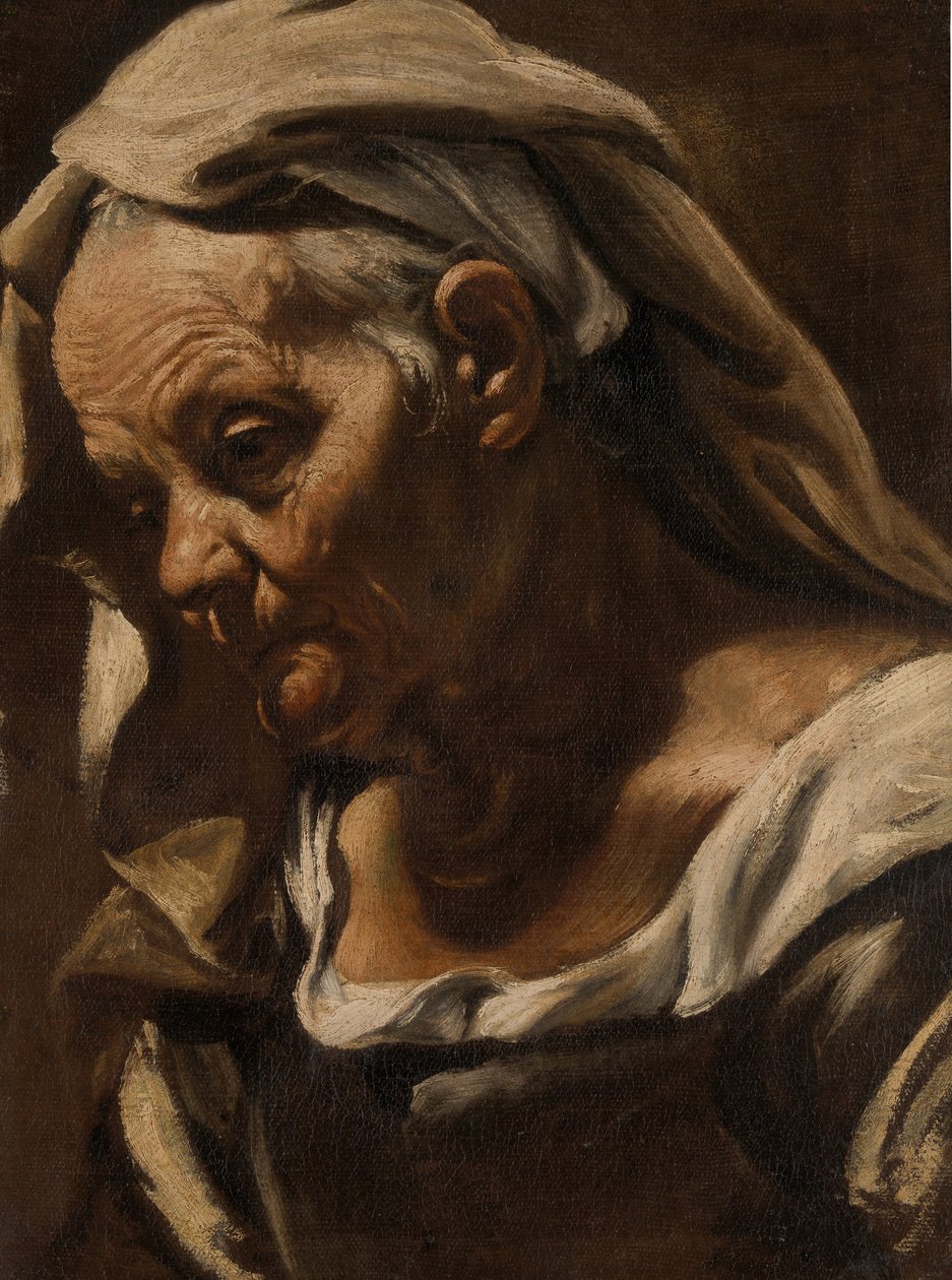 1610年后，一位老妇人的头。 作者 奥拉齐奥（Orazio Borgianni）