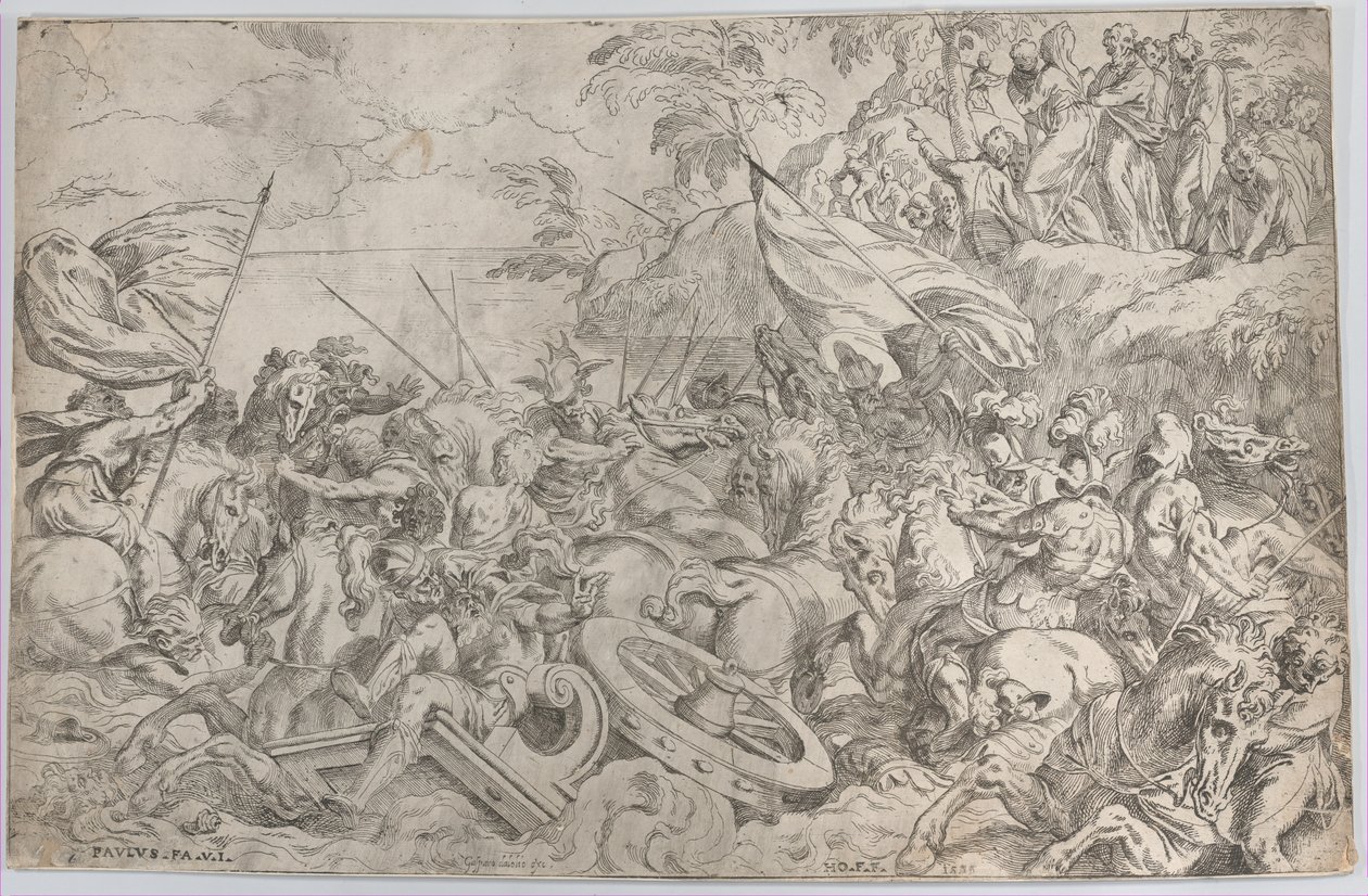 跨越红海》，1583年，1583年。 作者 奥拉齐奥·法里纳蒂（Orazio Farinati）