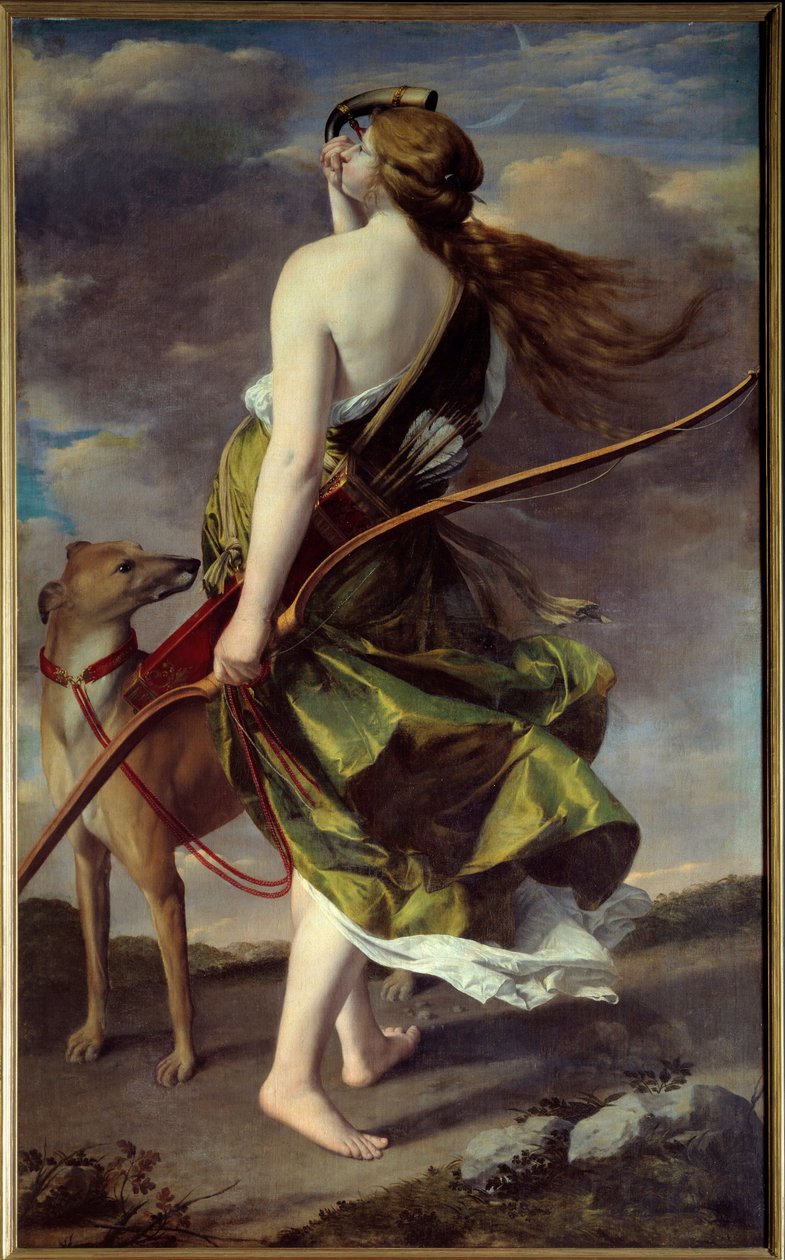 黛安猎人。 Orazio Gentileschi (1562-1647) 的绘画 作者 奥拉齐奥·真蒂莱斯基