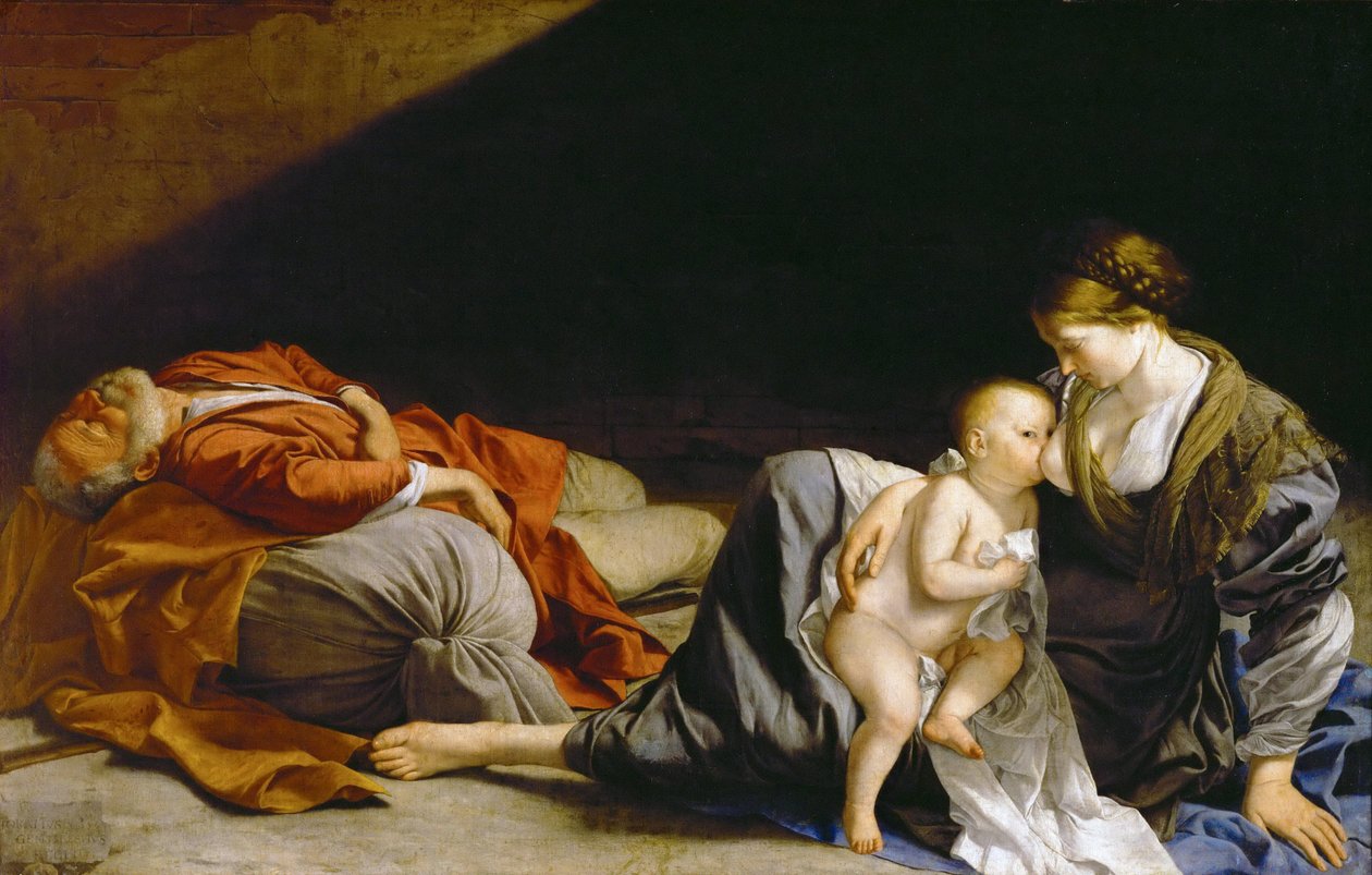 Le repos pendant la fuite en Egypte - 逃往埃及时的休息 - Orazio Gentileschi（1563-1638）。布面油画，约1625年。尺寸：138.5x216厘米。艺术史博物馆，维埃纳 作者 奥拉齐奥·真蒂莱斯基