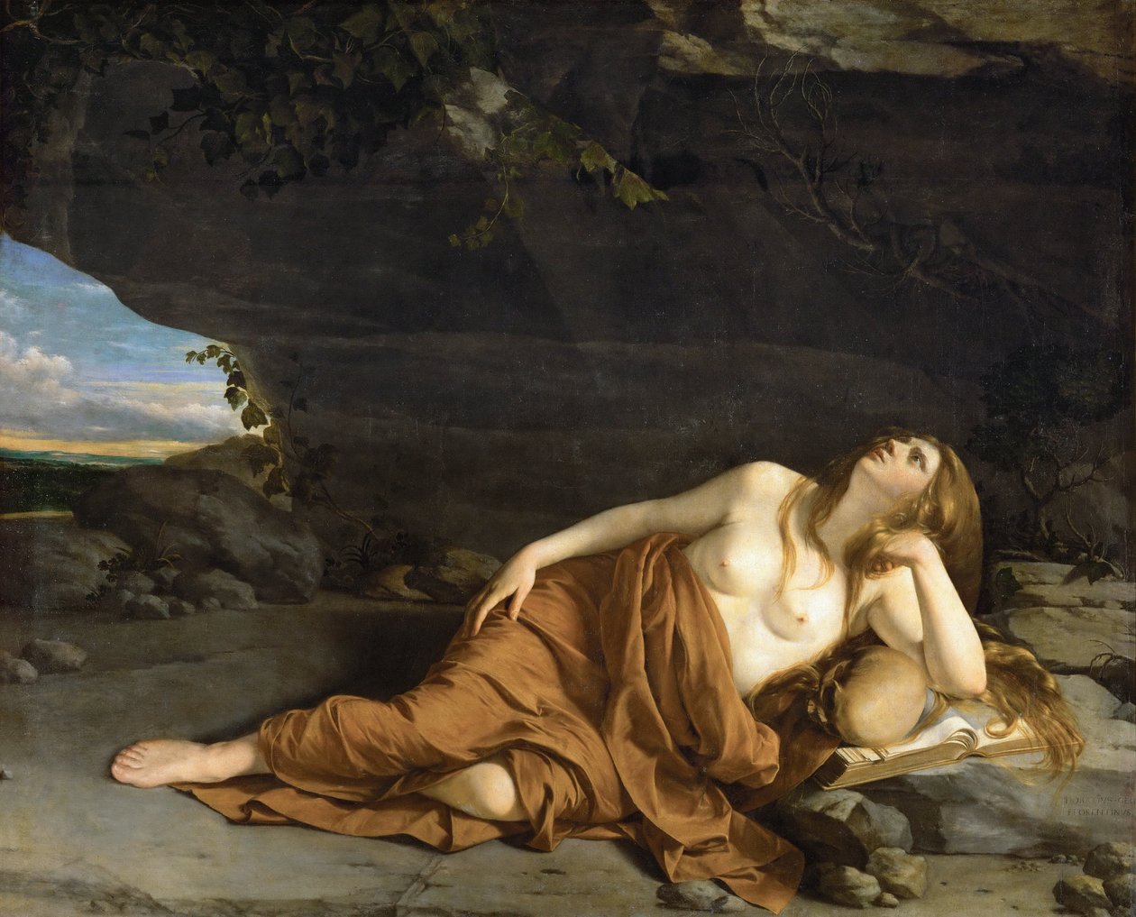 Marie Madeleine repentante - Repentant Mary Magdalene - Orazio Gentileschi (1563-1638)。 布面油画，约 1625 年。尺寸：163x208 厘米。 维也纳艺术史博物馆 作者 奥拉齐奥·真蒂莱斯基
