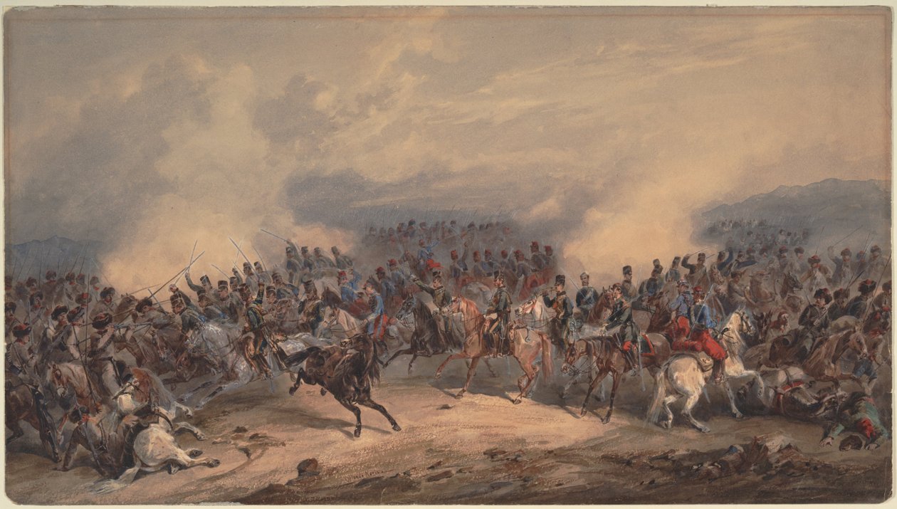 1855年8月16日在Chernaya河战役中的骑兵和沙瑟尔骑兵 作者 奥兰多·诺里
