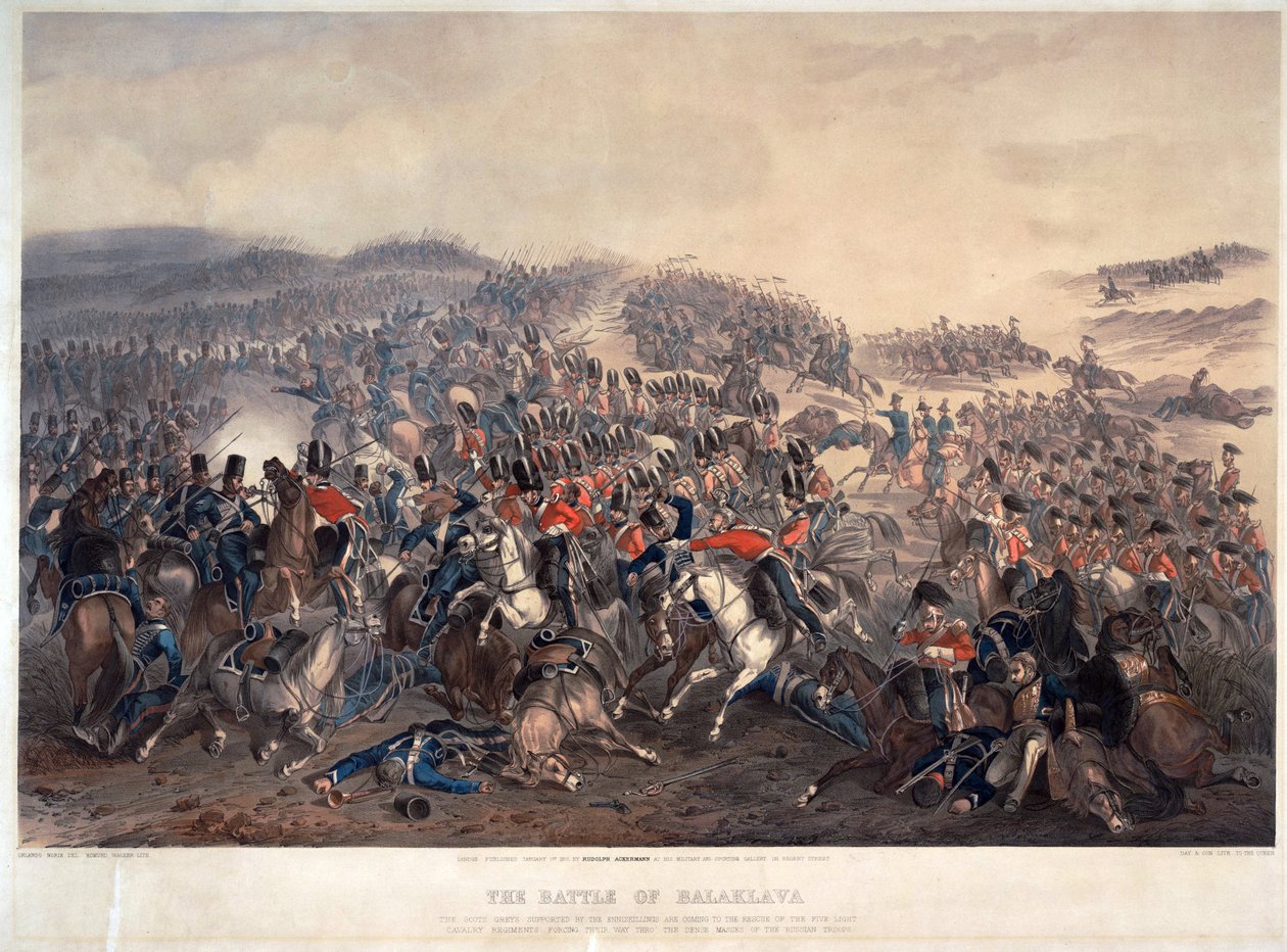 巴拉克拉瓦之战 (Balaklava) 于 1854 年 10 月 25 日 - 奥兰多诺里 (1832-1901) - 1855 - 彩色石版画 - 55,4x74,3 - 私人收藏 作者 奥兰多·诺里