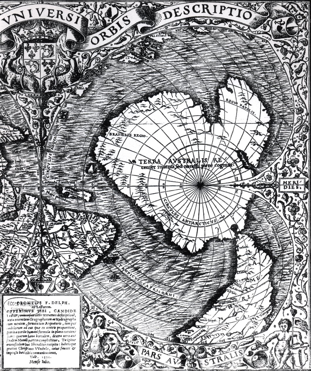 南极，详细信息来自&39;Mappamonde a Projection Cordiforme&39;，1531 作者 Oronce Fine