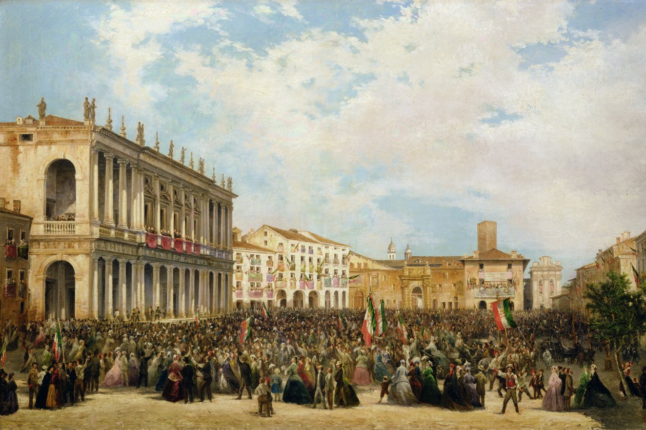 维克托·伊曼纽尔二世（Victor Emmanuel II）从1869年的Palazzo Chiericati阳台向维琴察人民展示自己 作者 法索利卡塔尔