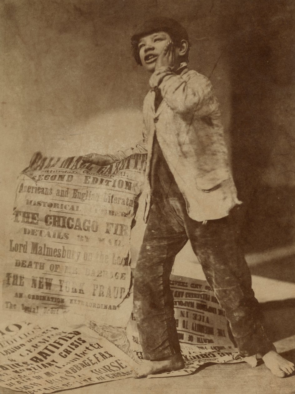 1871年1871年芝加哥大火的消息，一名报童大吵大闹 作者 奥斯卡·古斯塔夫·瑞兰德