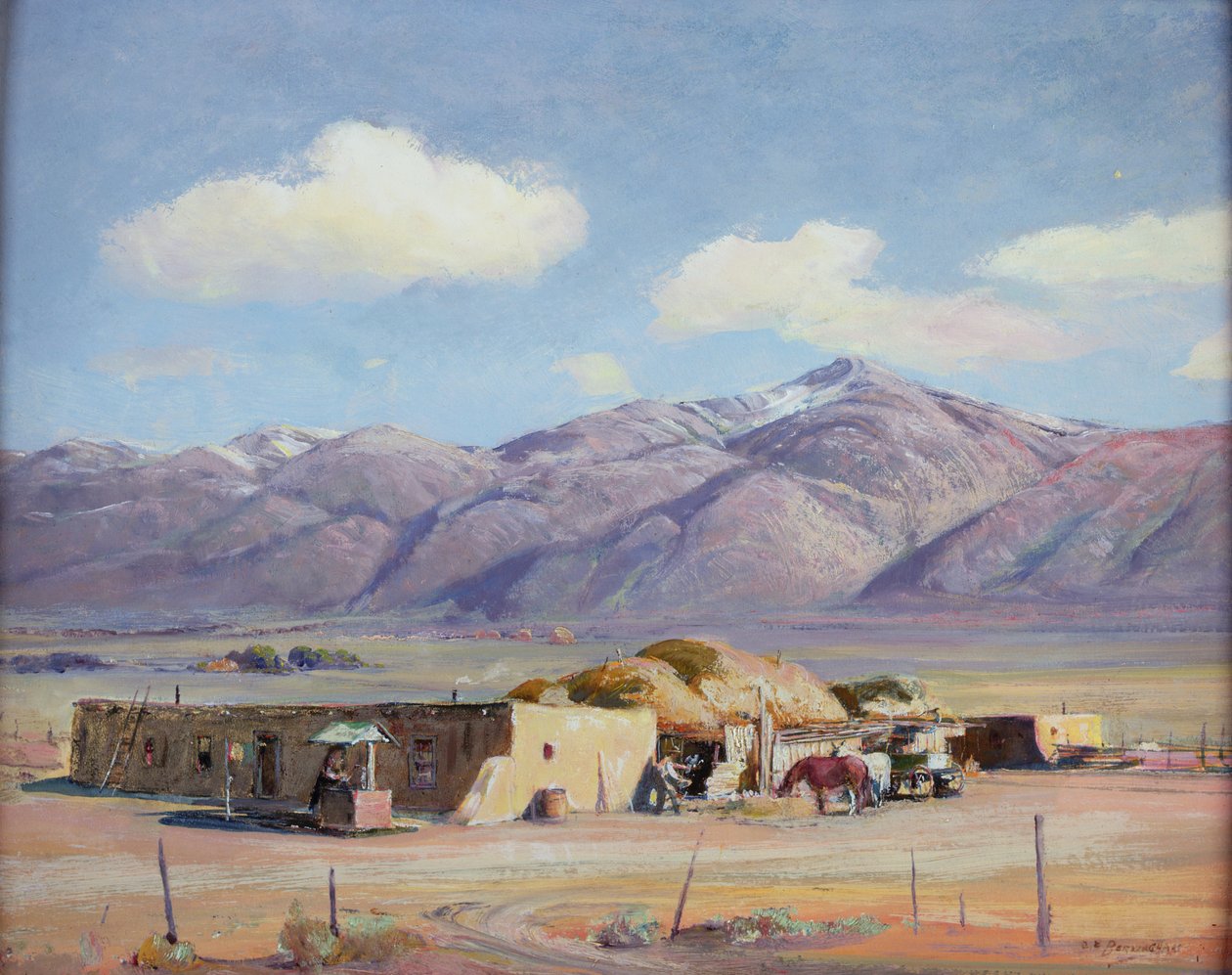 Adobe House，约 1940 年（木板油画） 作者 奥斯卡·爱德华·伯宁豪斯