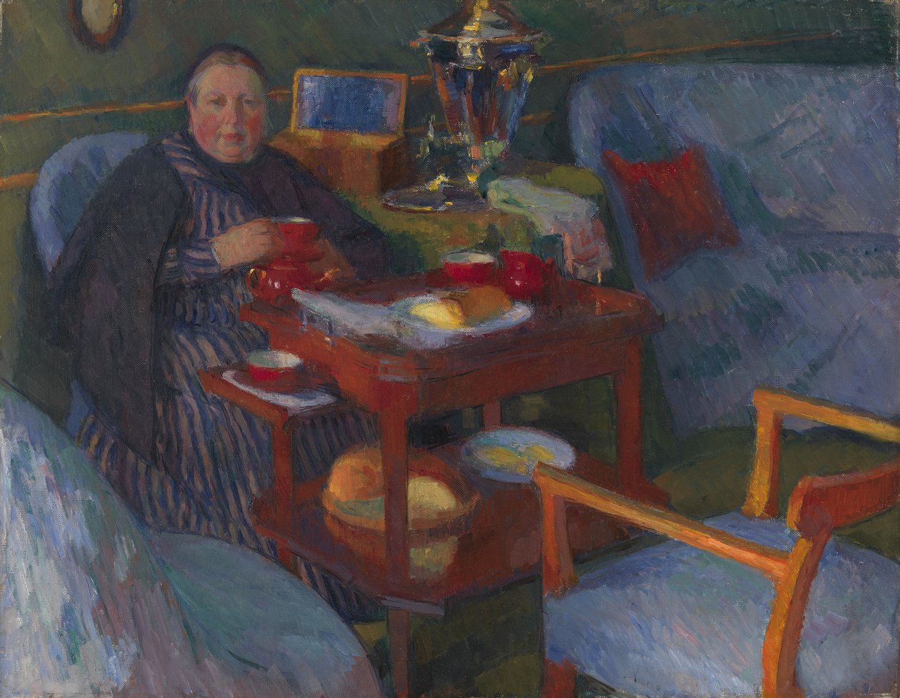女人喝茶 作者 Osip Emmanuilovich Braz