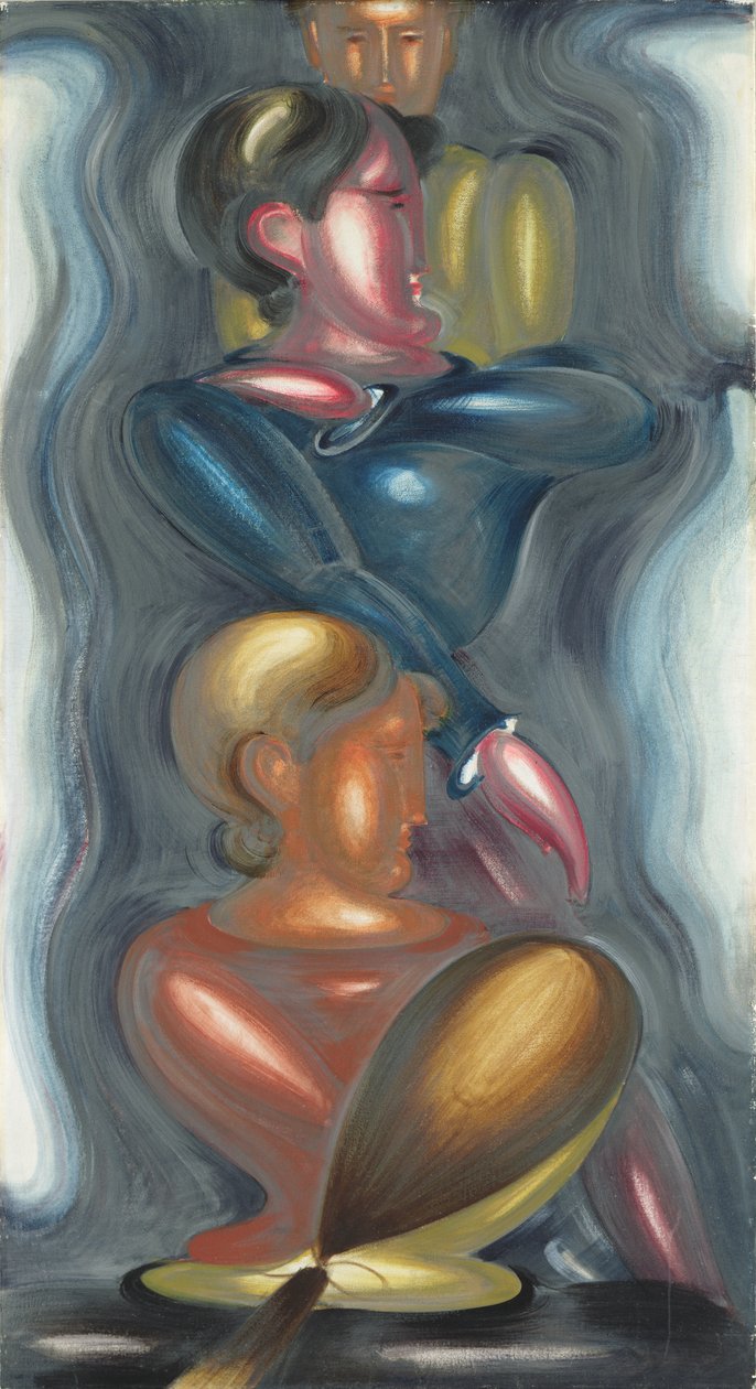 集团与蓝色摇头丸（油画布放在重卡上） 作者 奥斯卡·施勒默（Oskar Schlemmer）