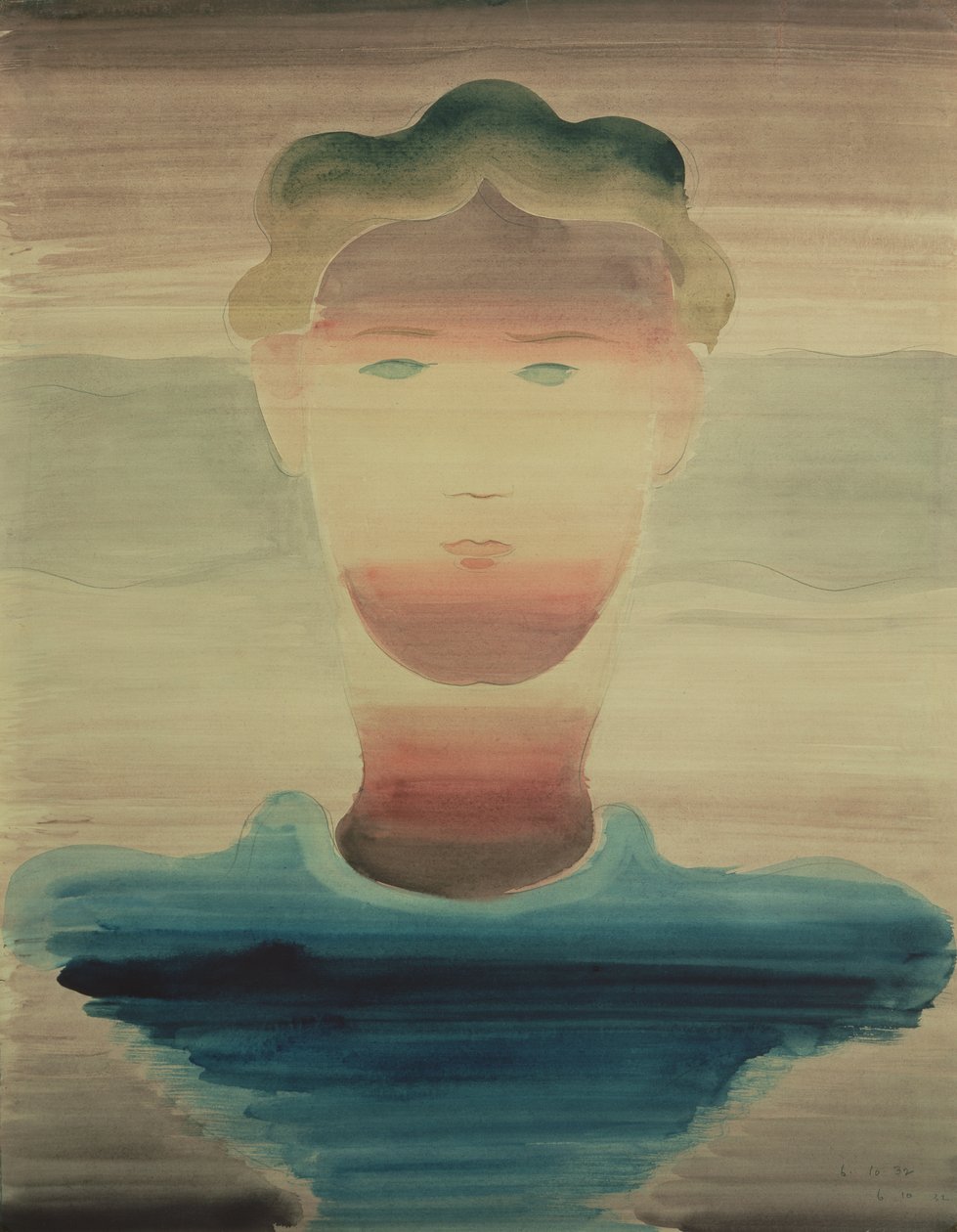 条纹肖像，1932年 作者 奥斯卡·施勒默（Oskar Schlemmer）