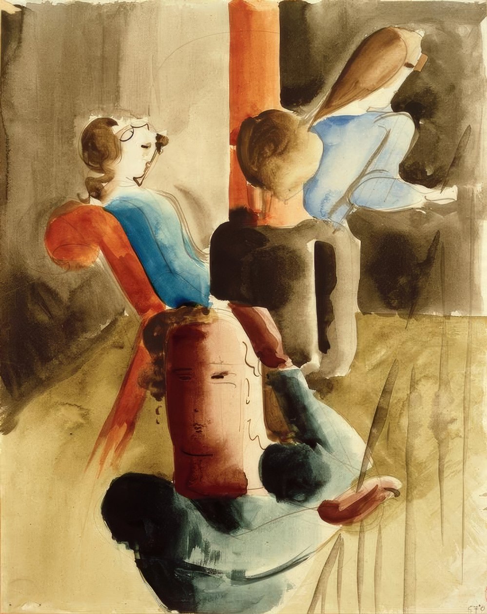 坐着的四人 作者 奥斯卡·施勒默（Oskar Schlemmer）