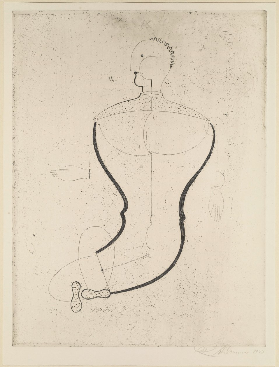 左边的抽象图，1923年。 作者 奥斯卡·施勒默（Oskar Schlemmer）