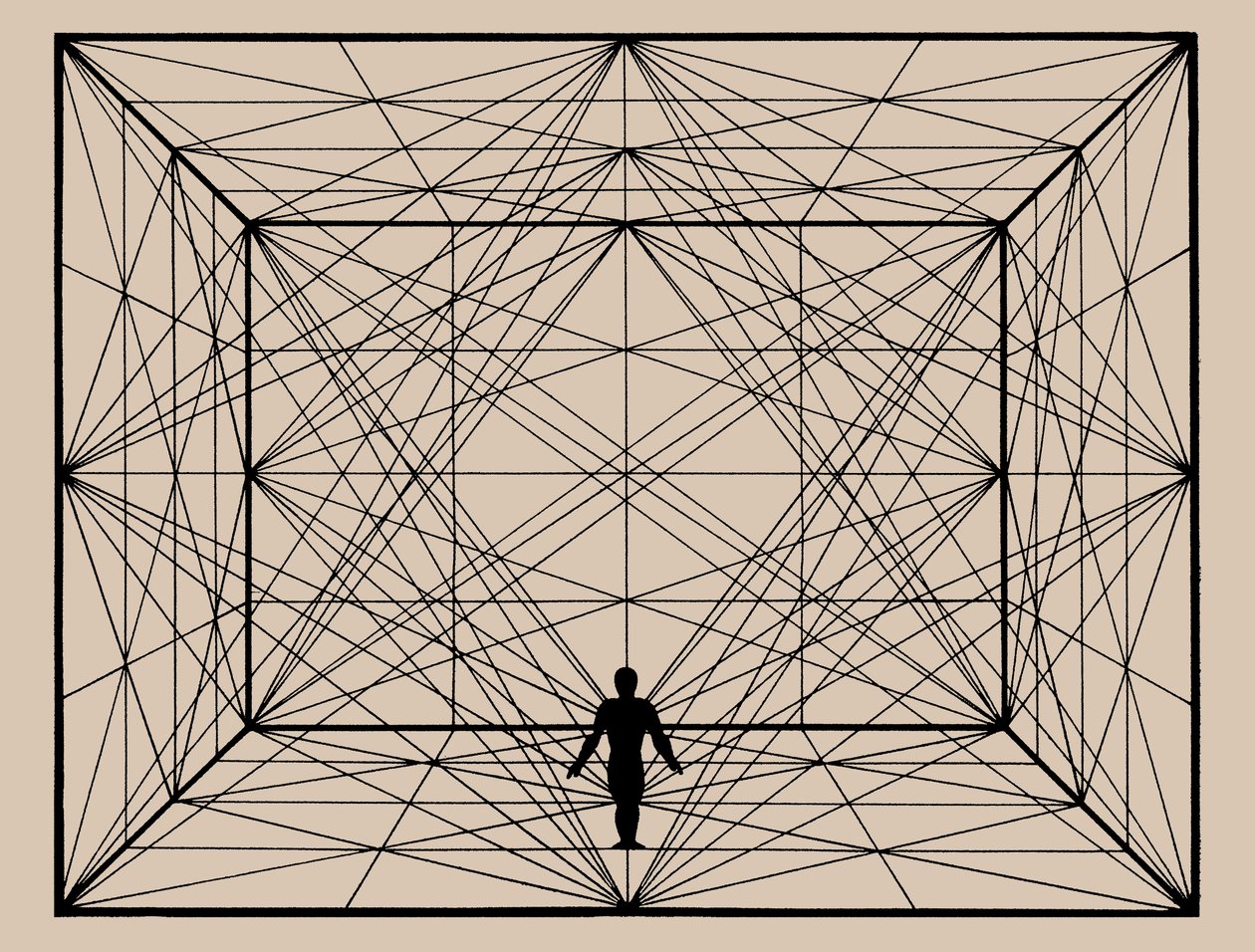 空间中的人物与平面几何和空间划线，1924-1925。 作者 奥斯卡·施勒默（Oskar Schlemmer）